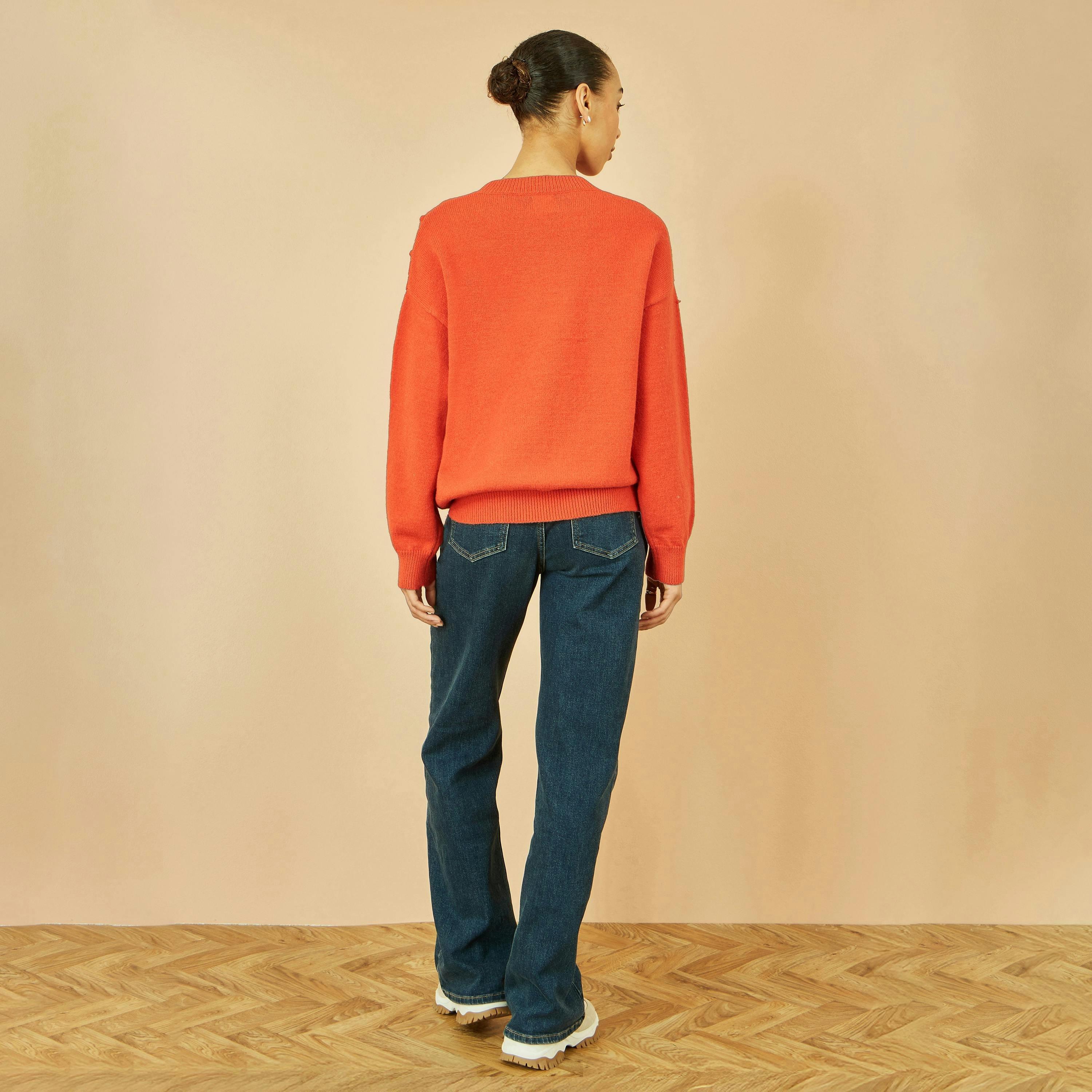 Yumi Orange Heart Knit Relaxed Jumper , view 3 of 5