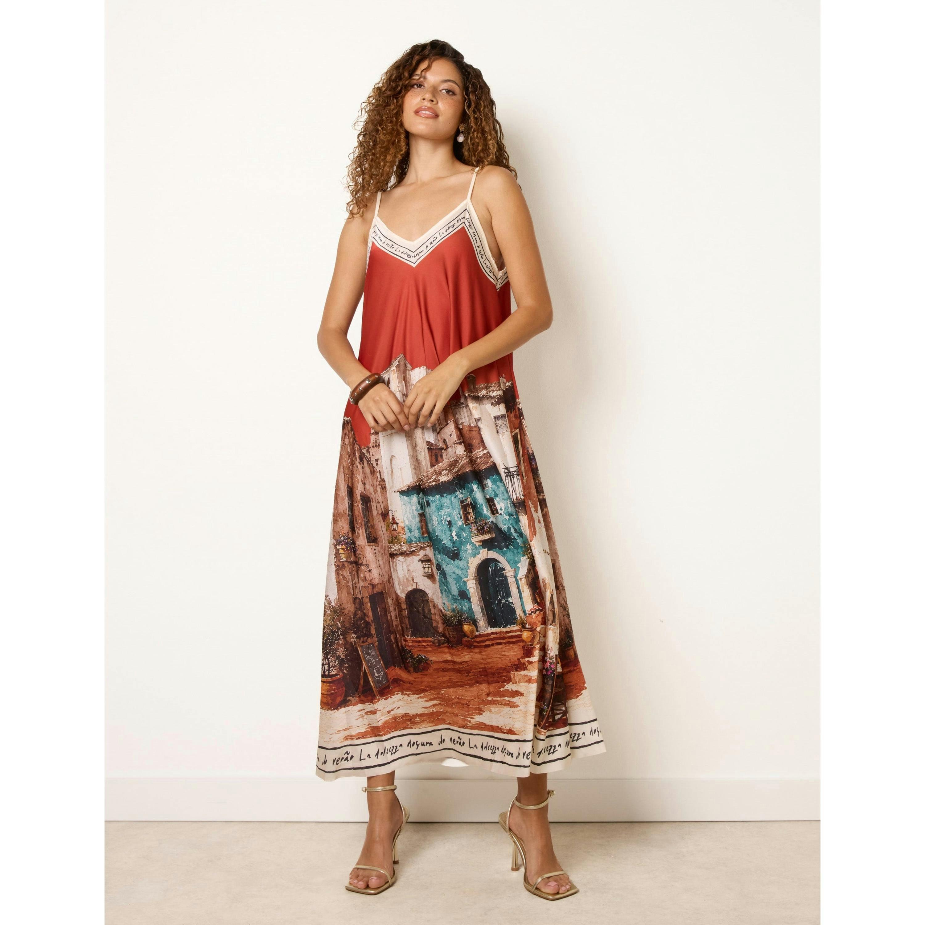 Blue Vanilla Satin Cami Dress  in Rust , view 1 of 4