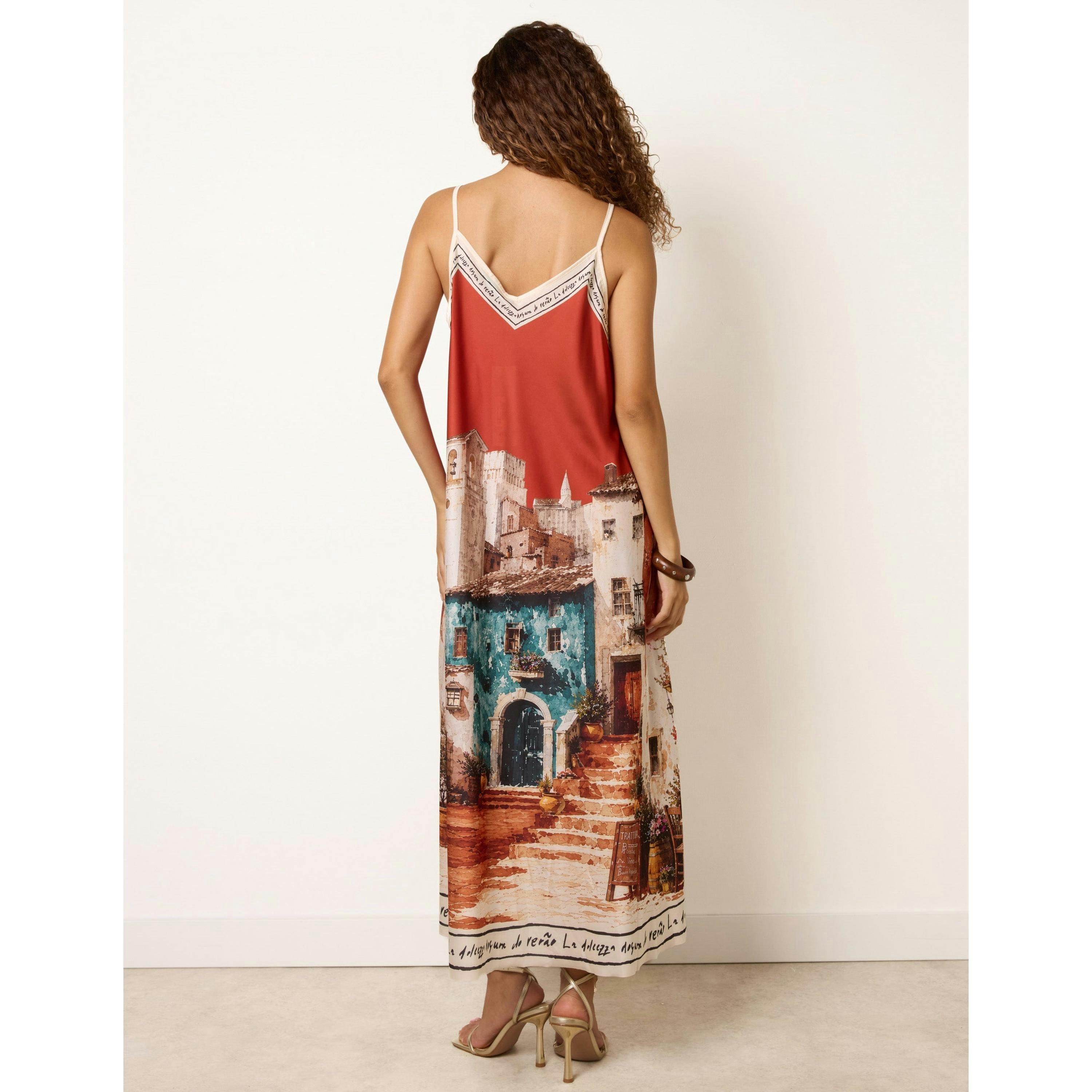 Blue Vanilla Satin Cami Dress  in Rust , view 2 of 4