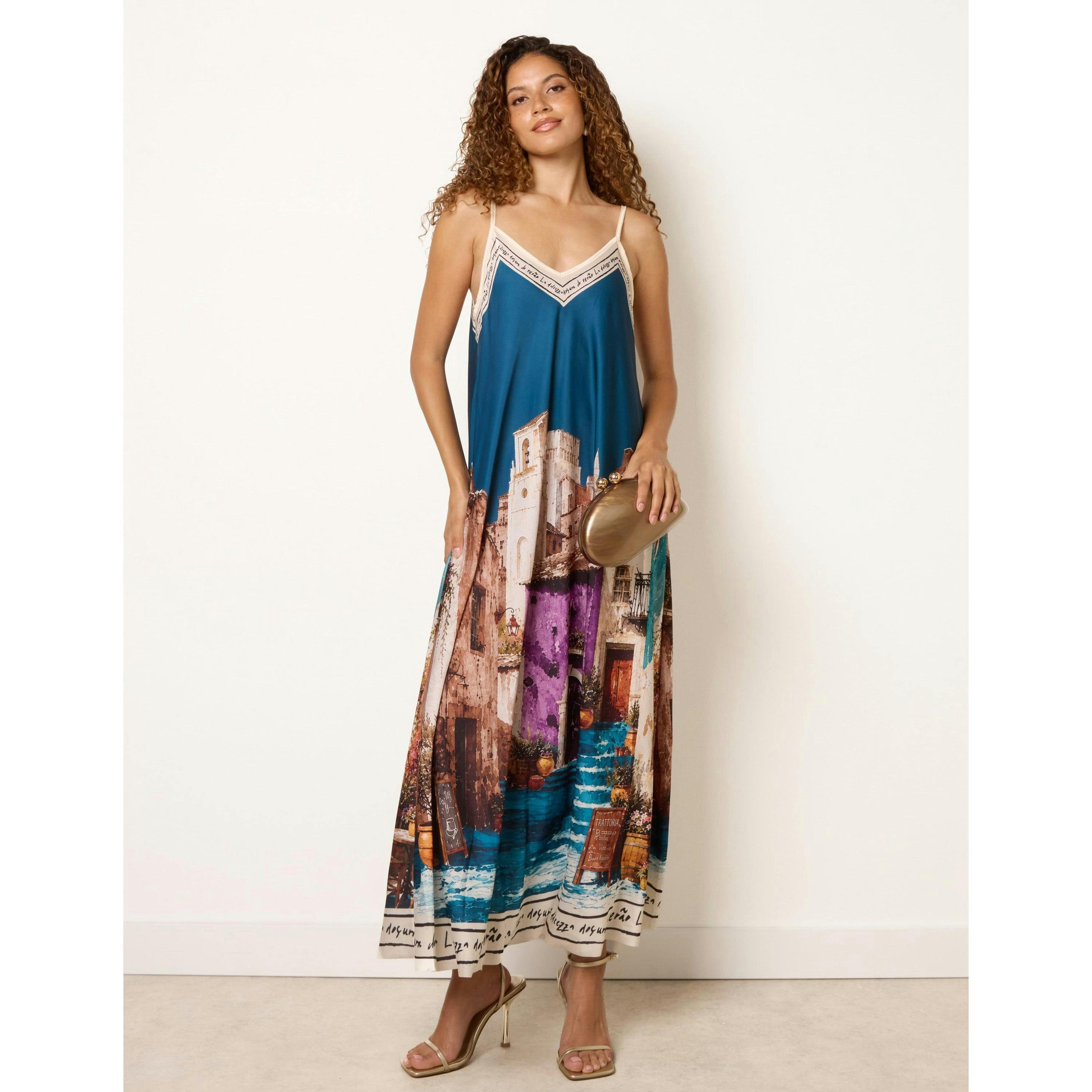Blue Vanilla Satin Cami Dress  in Green , view 1 of 4