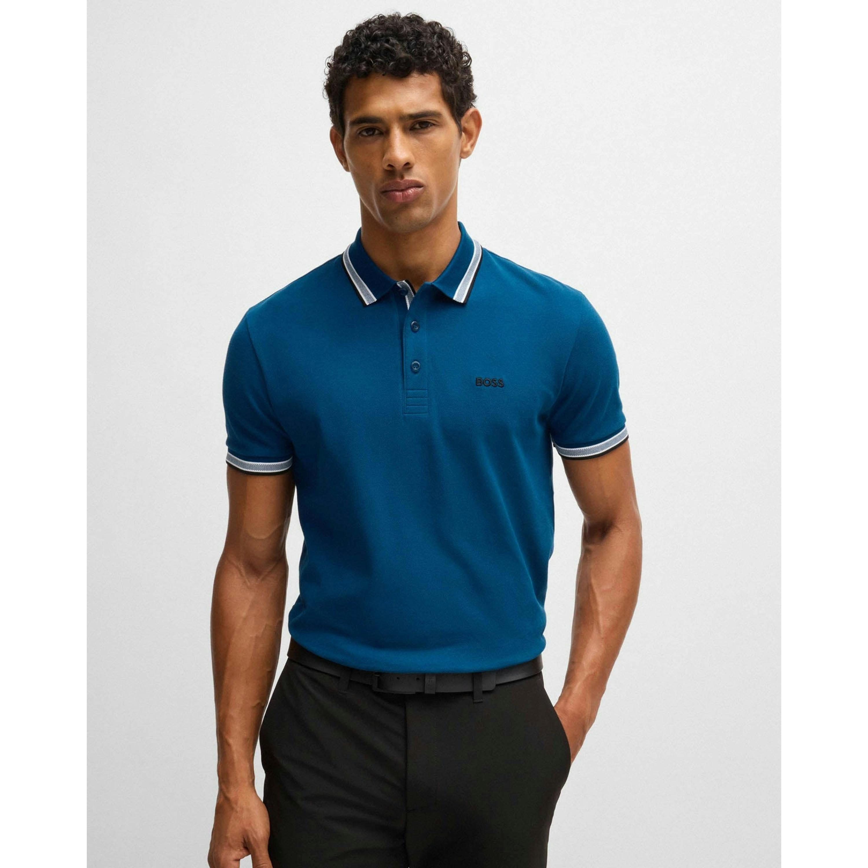 Hugo Boss Contrast Logo Polo Shirt  in Grey , view 1 of 4