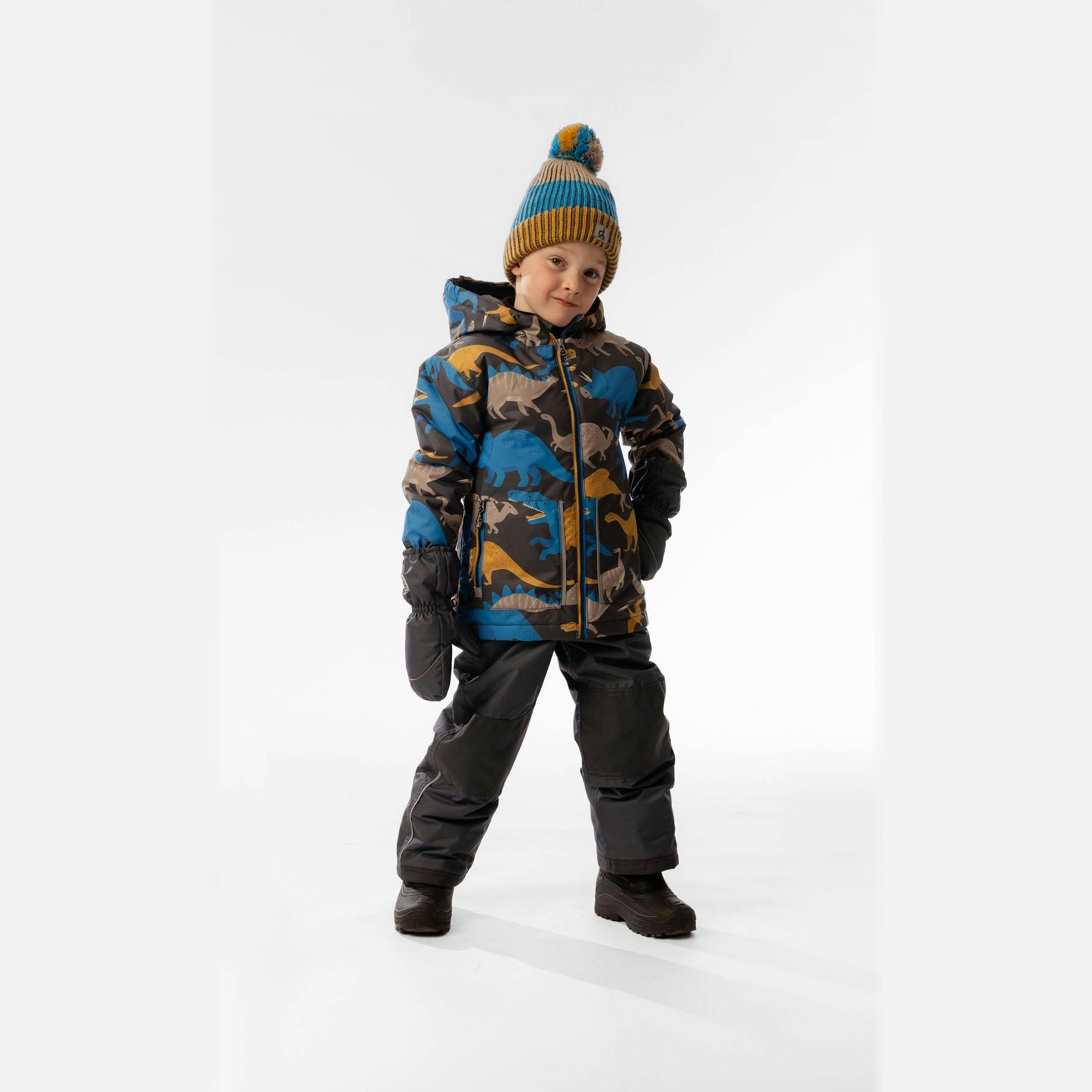 Light Weight Two Piece Chill Snowsuit Grey And Blue Dinosaur Print , view 2 of 6