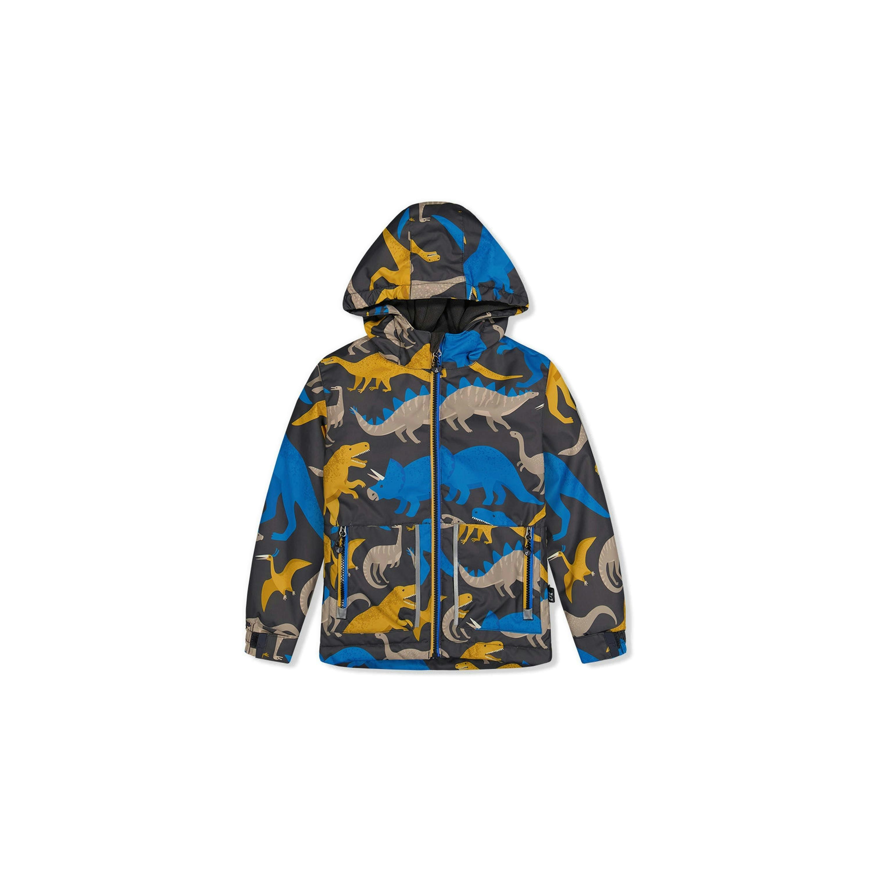 Light Weight Two Piece Chill Snowsuit Grey And Blue Dinosaur Print , view 3 of 6