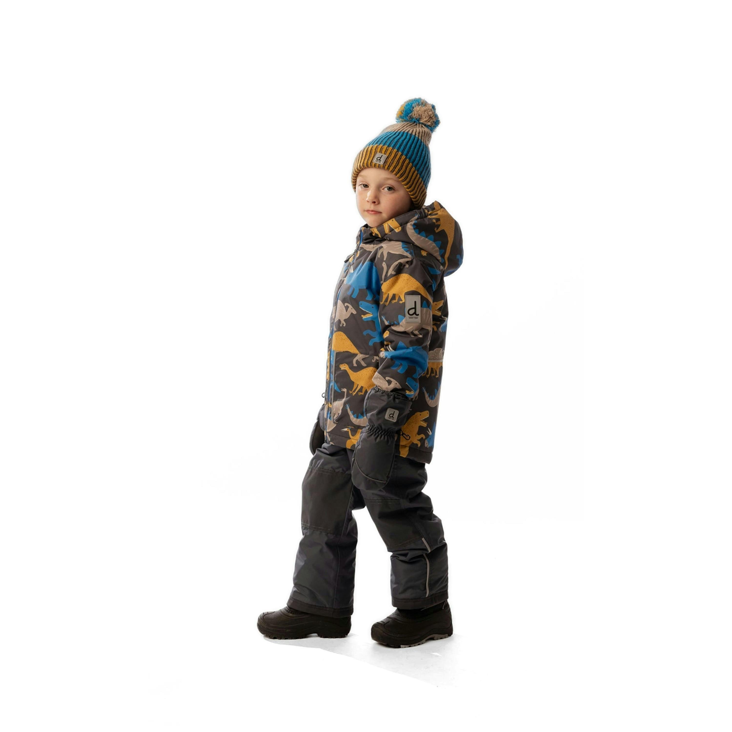Light Weight Two Piece Chill Snowsuit Grey And Blue Dinosaur Print , view 4 of 6