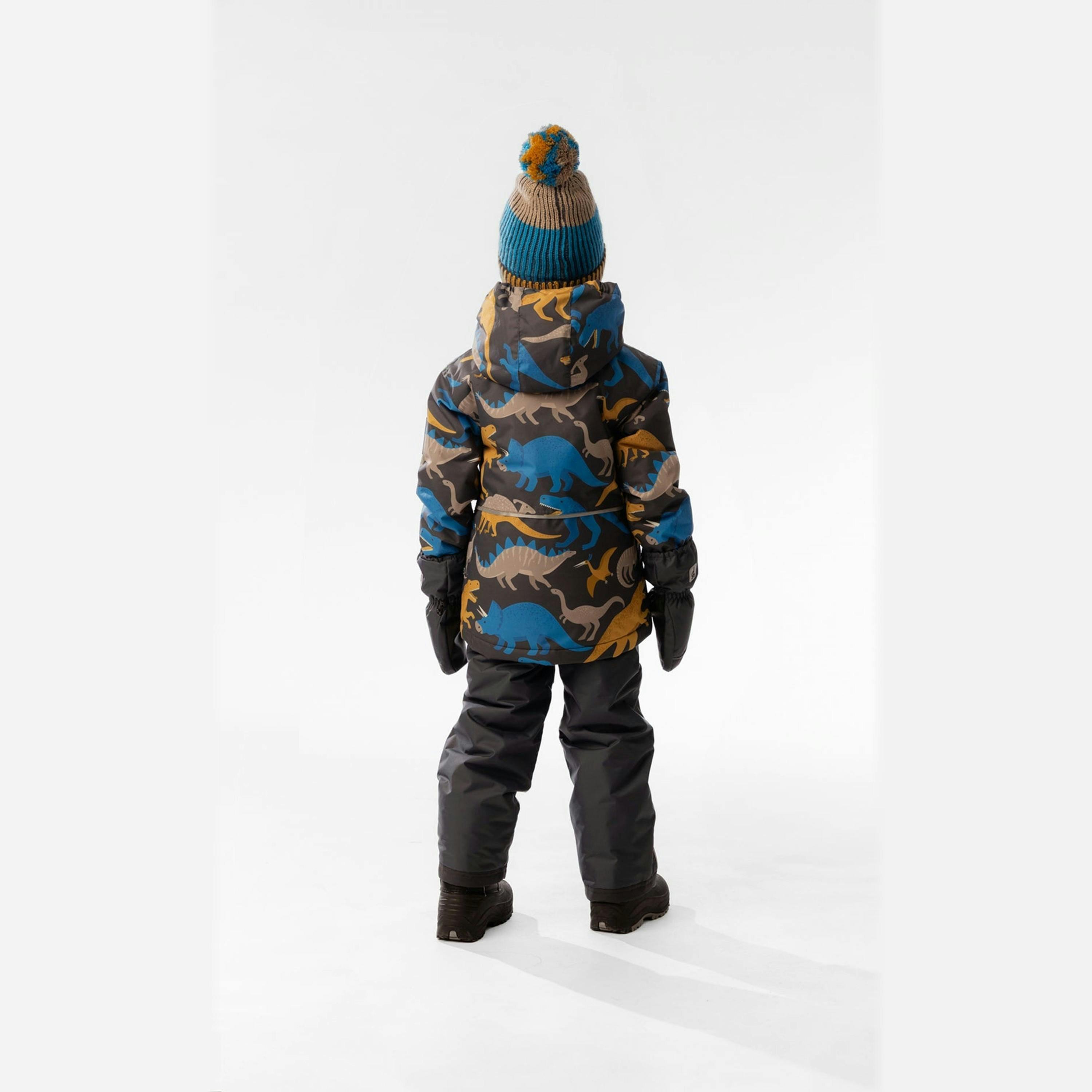 Light Weight Two Piece Chill Snowsuit Grey And Blue Dinosaur Print , view 5 of 6