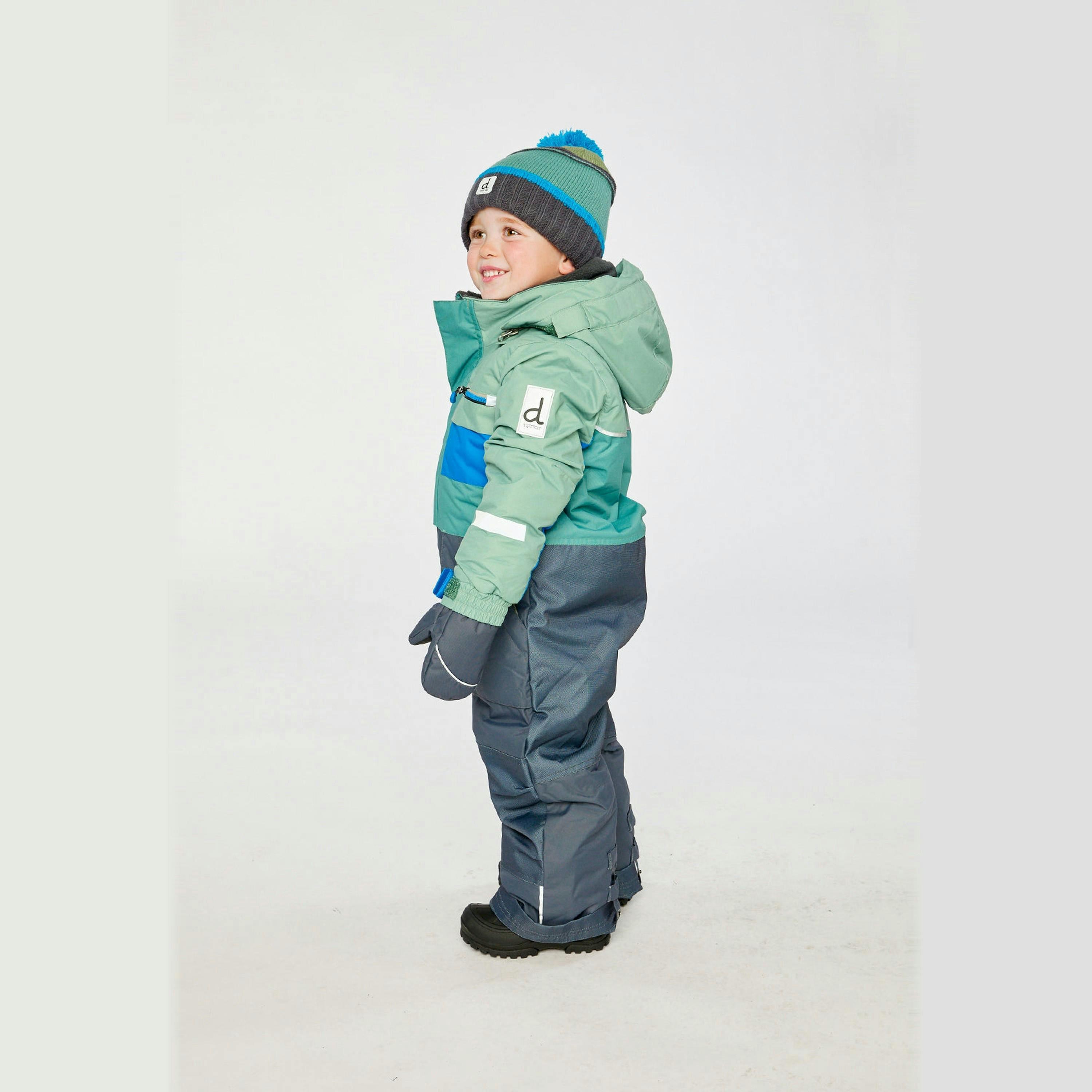 Kids One Piece Play Snowsuit Sage Green And Grey , view 3 of 6