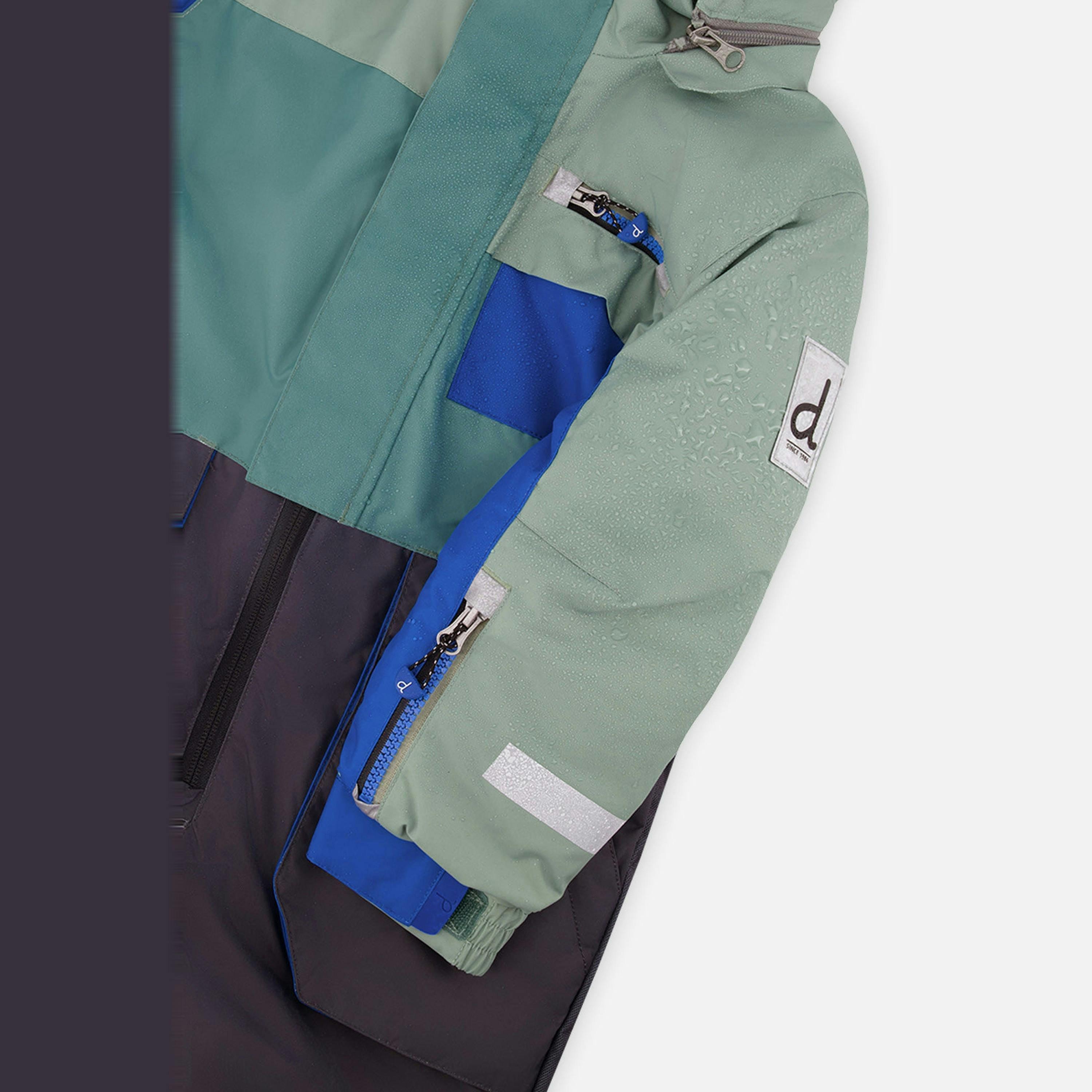 Kids One Piece Play Snowsuit Sage Green And Grey , view 5 of 6