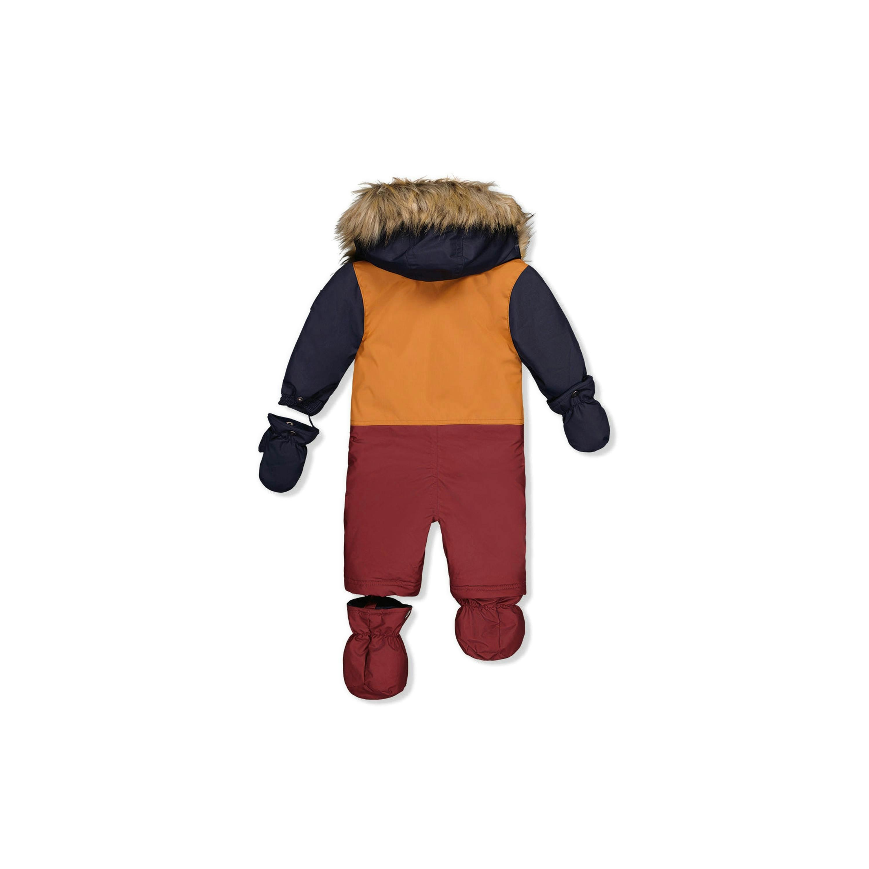 Baby One Piece Snowsuit Adapted For Car Seats Burgundy , view 3 of 6