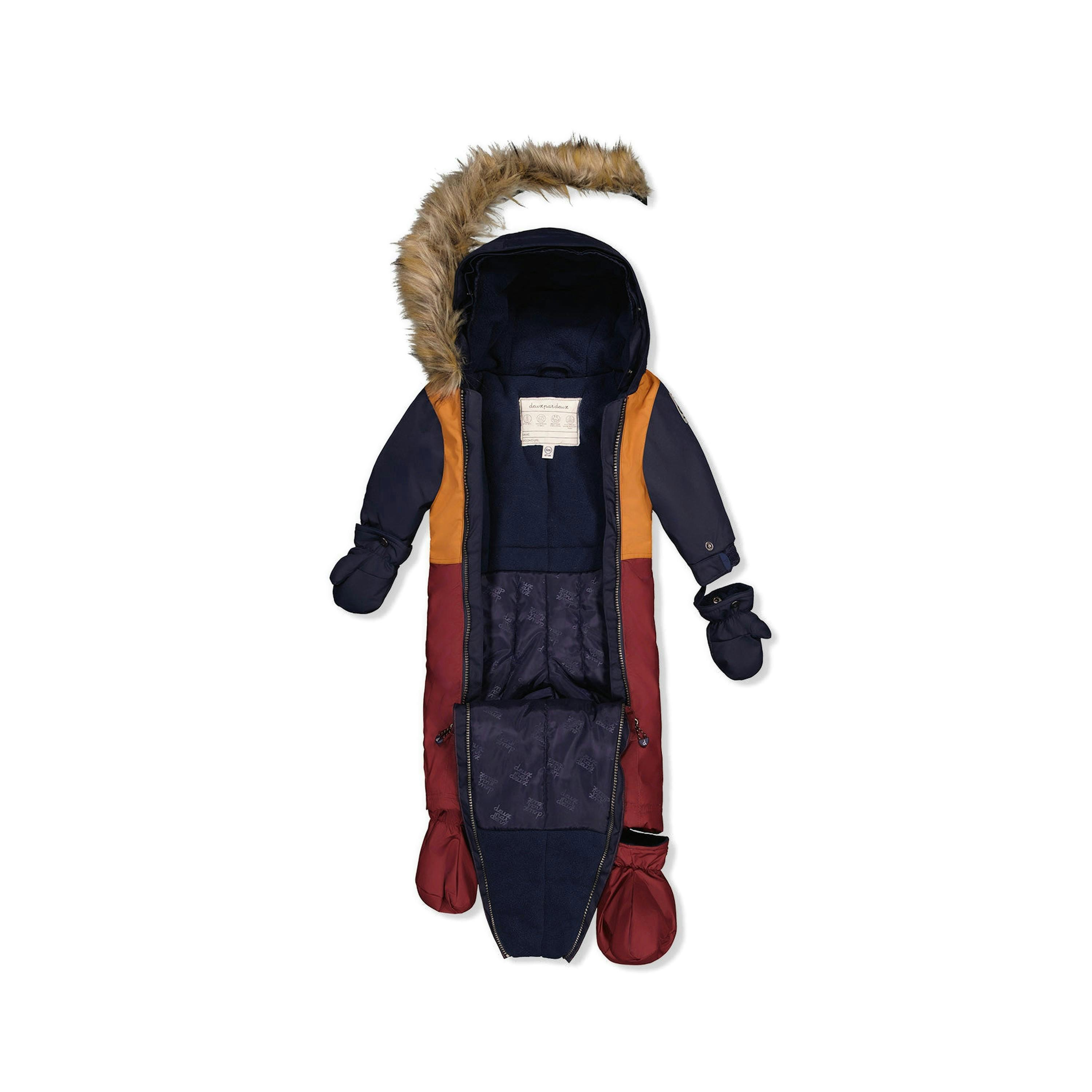 Baby One Piece Snowsuit Adapted For Car Seats Burgundy , view 4 of 6