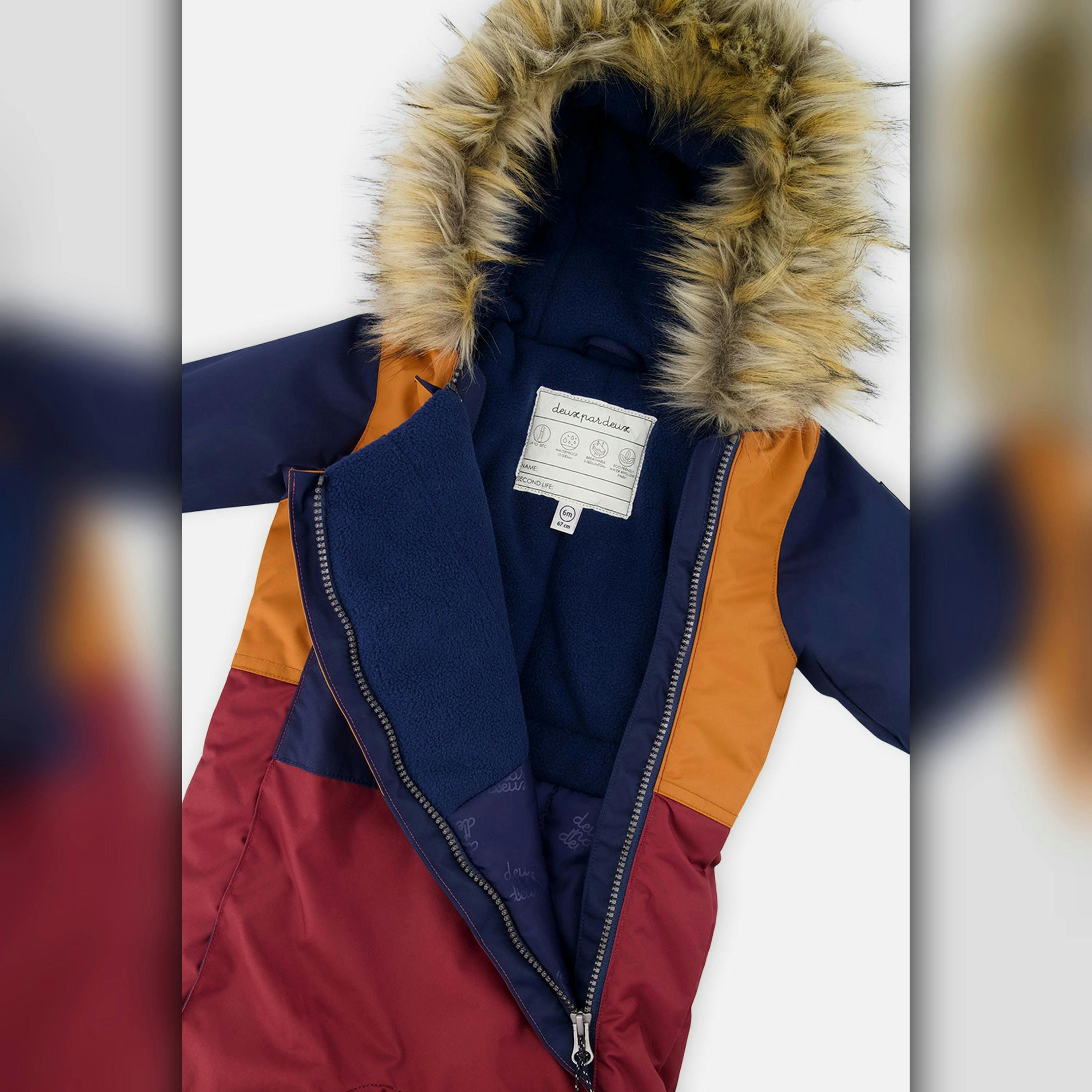 Baby One Piece Snowsuit Adapted For Car Seats Burgundy , view 5 of 6