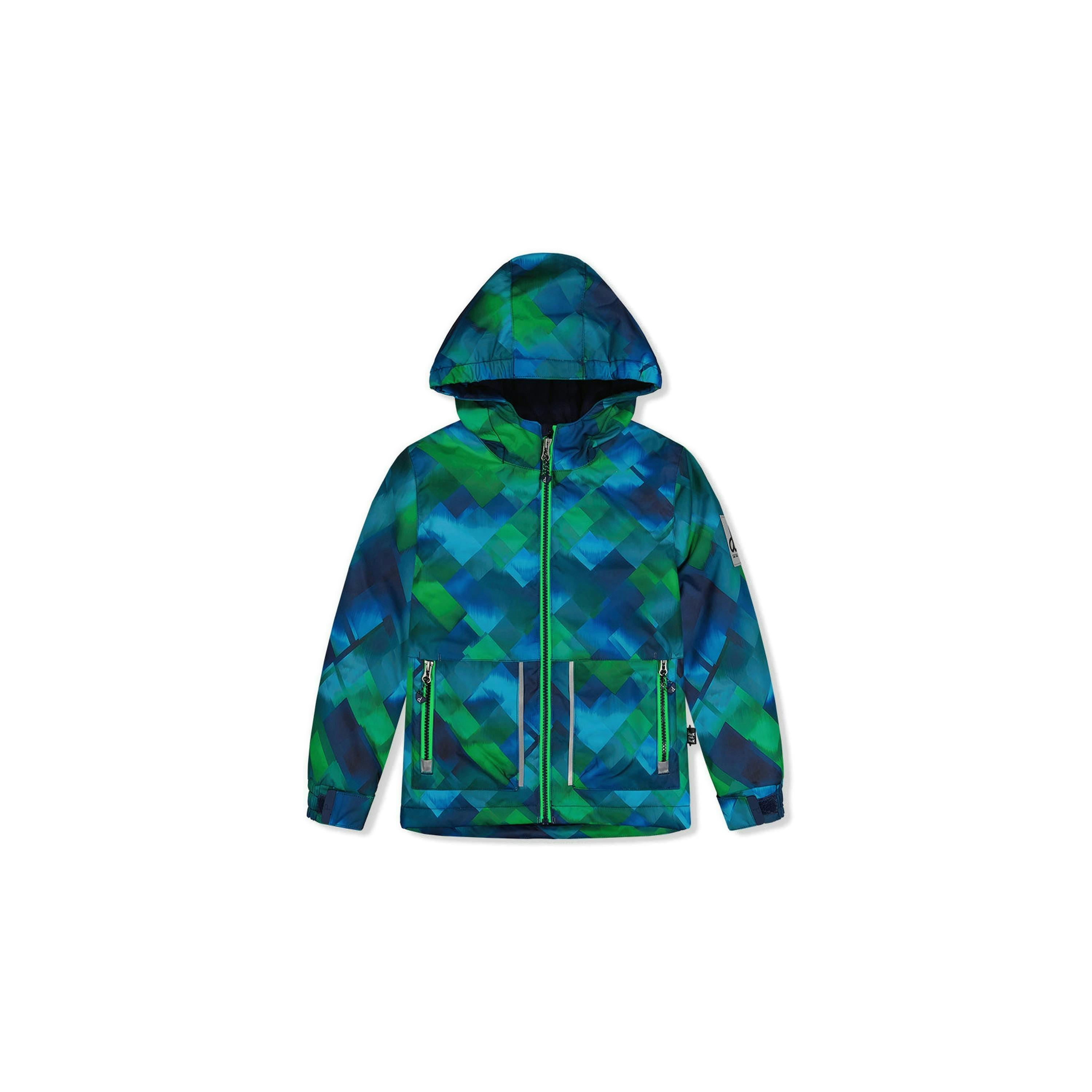 Light Weight Two Piece Chill Snowsuit Blue And Green Checkered Print , view 3 of 6