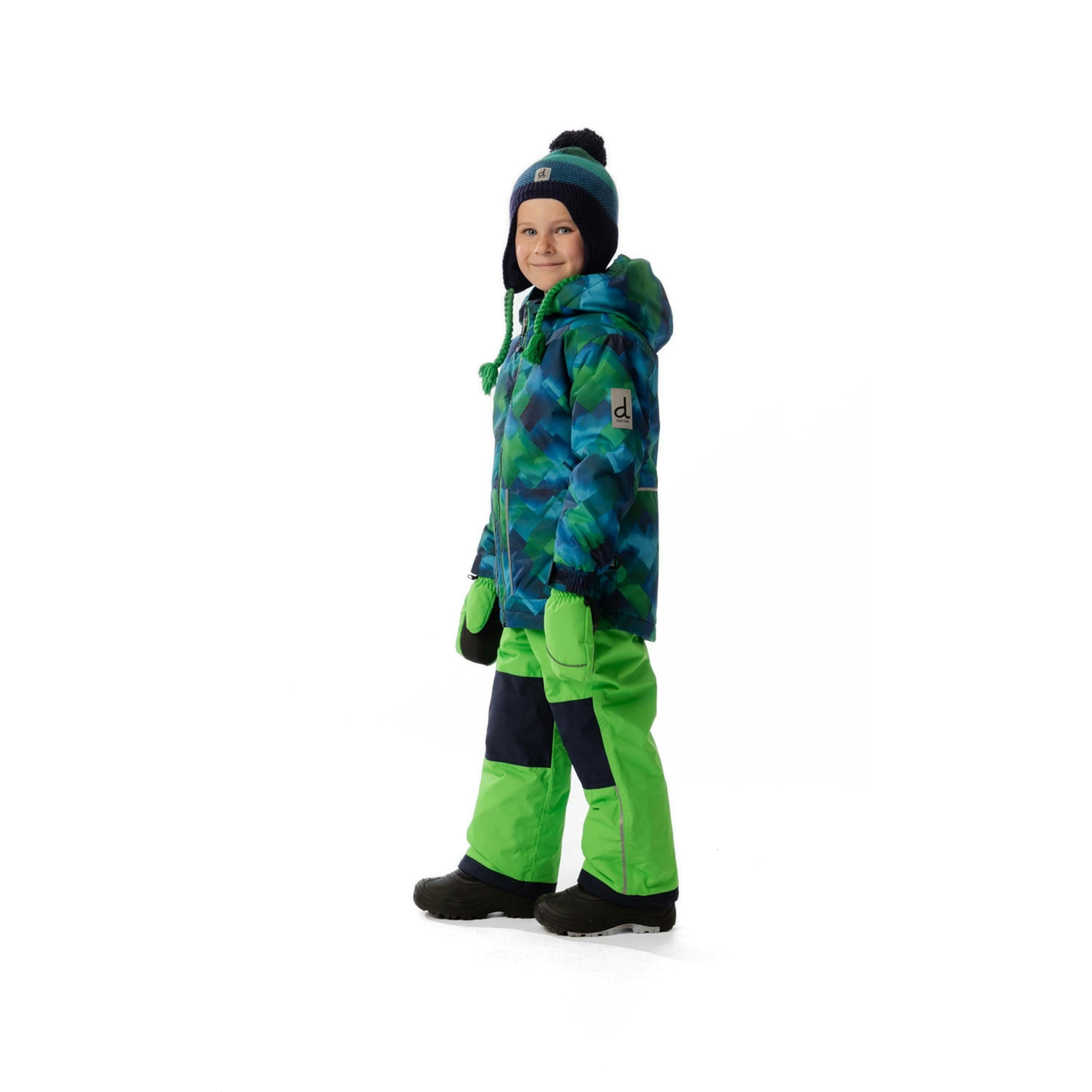 Light Weight Two Piece Chill Snowsuit Blue And Green Checkered Print , view 4 of 6