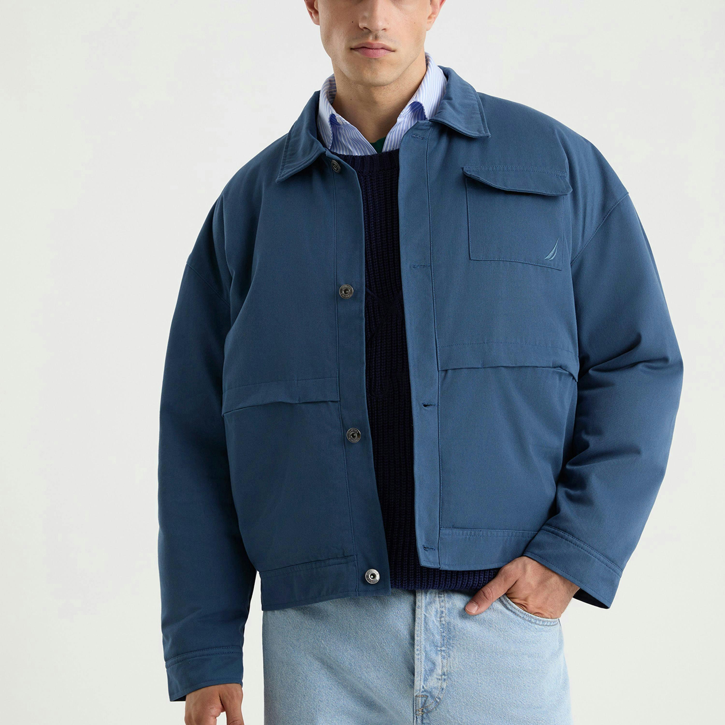 Ozzy Padded Jacket - Washed Denim , view 1 of 5