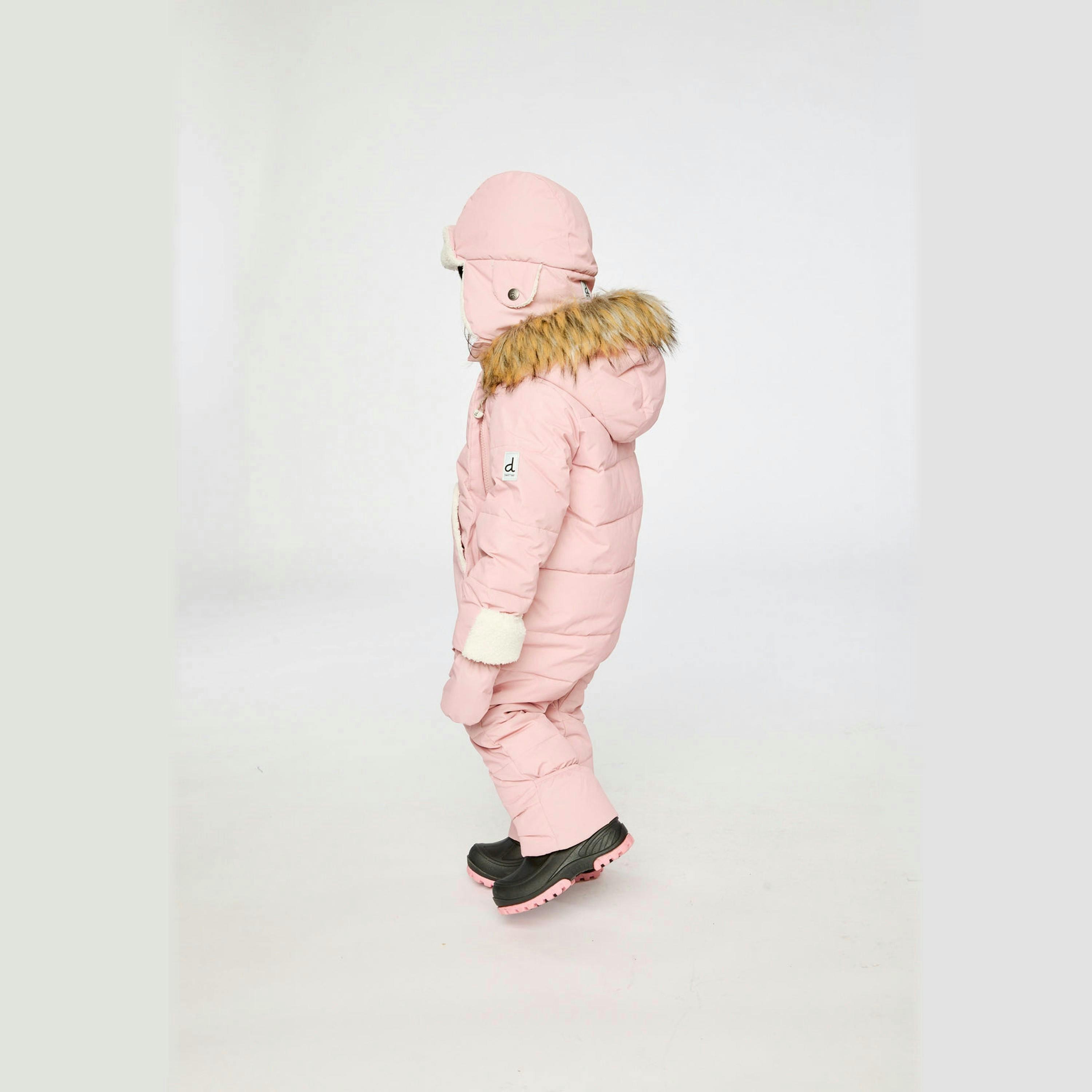 Baby Snug One Piece Snowsuit Adapted For Car Seats Pale Dusty Pink , view 3 of 6