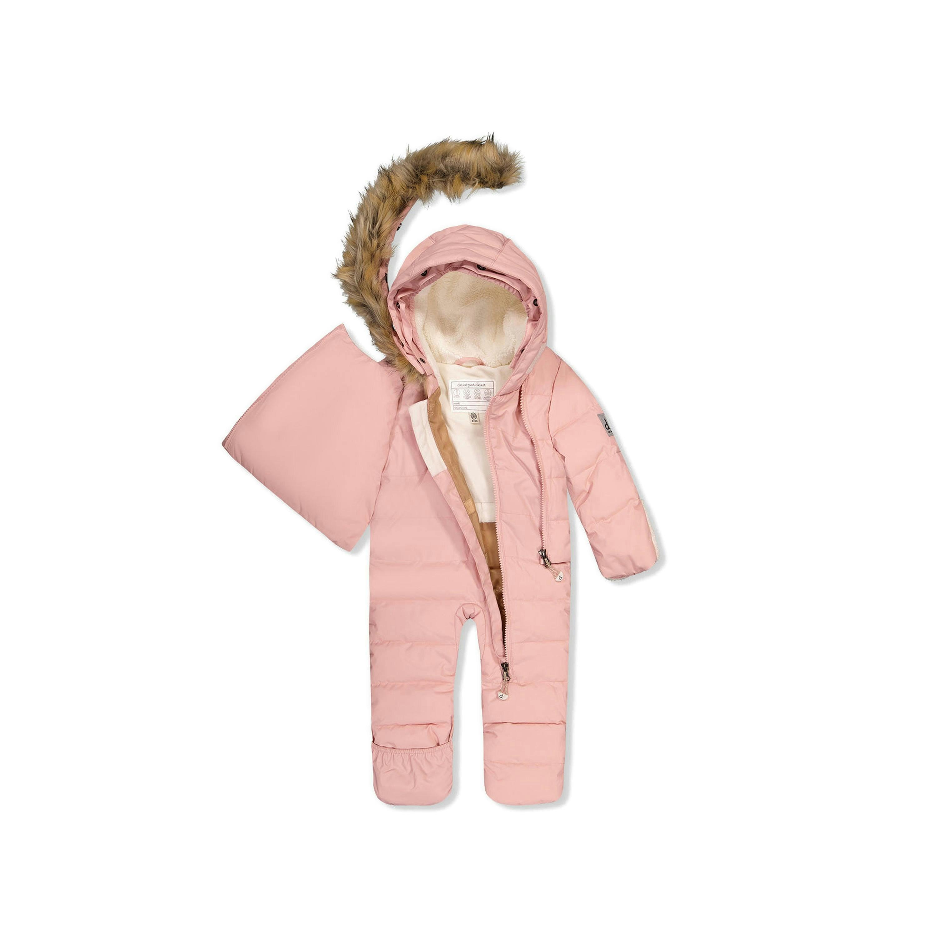 Baby Snug One Piece Snowsuit Adapted For Car Seats Pale Dusty Pink , view 5 of 6