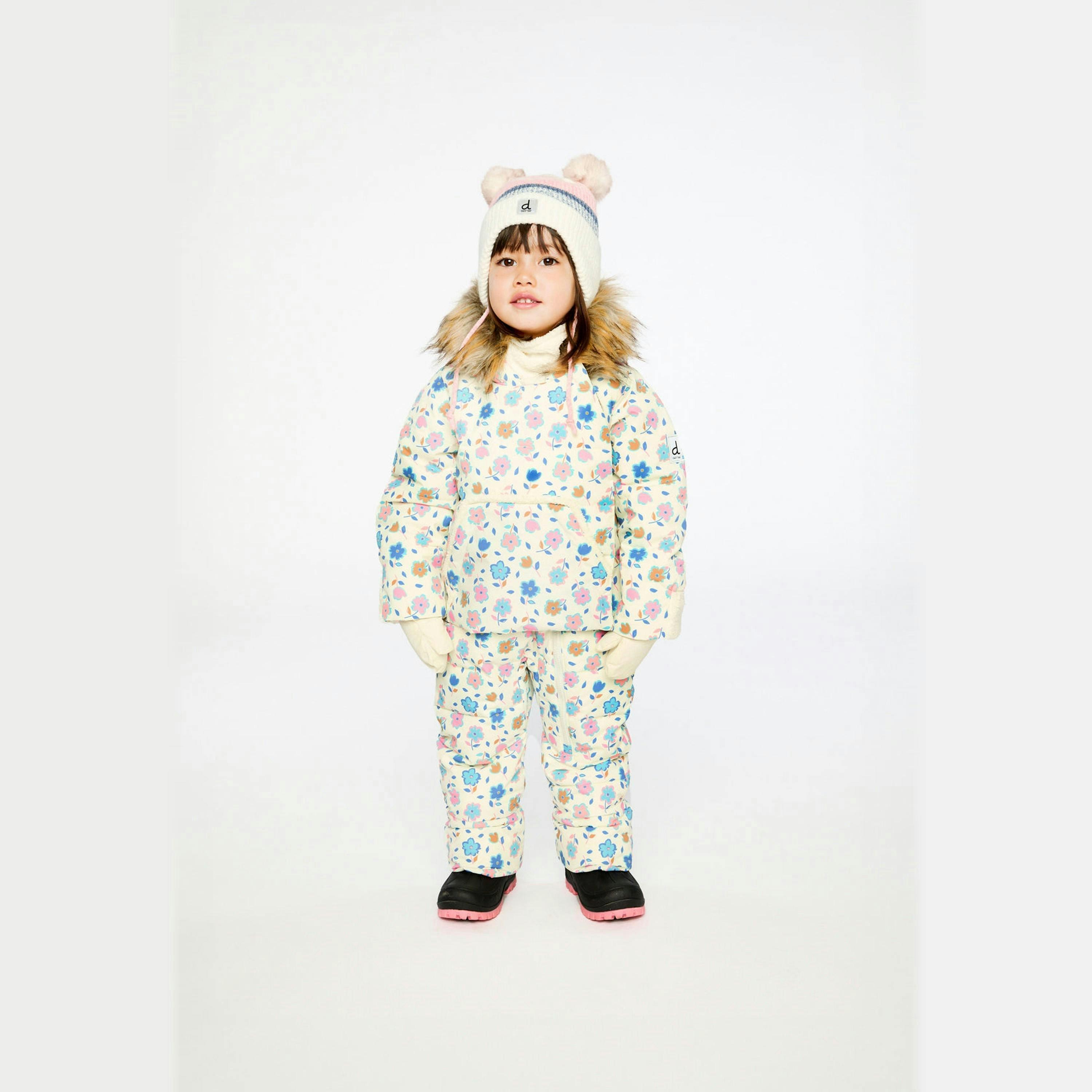 Baby Snug One Piece Snowsuit Adapted For Car Seats White With Floral Print , view 2 of 6