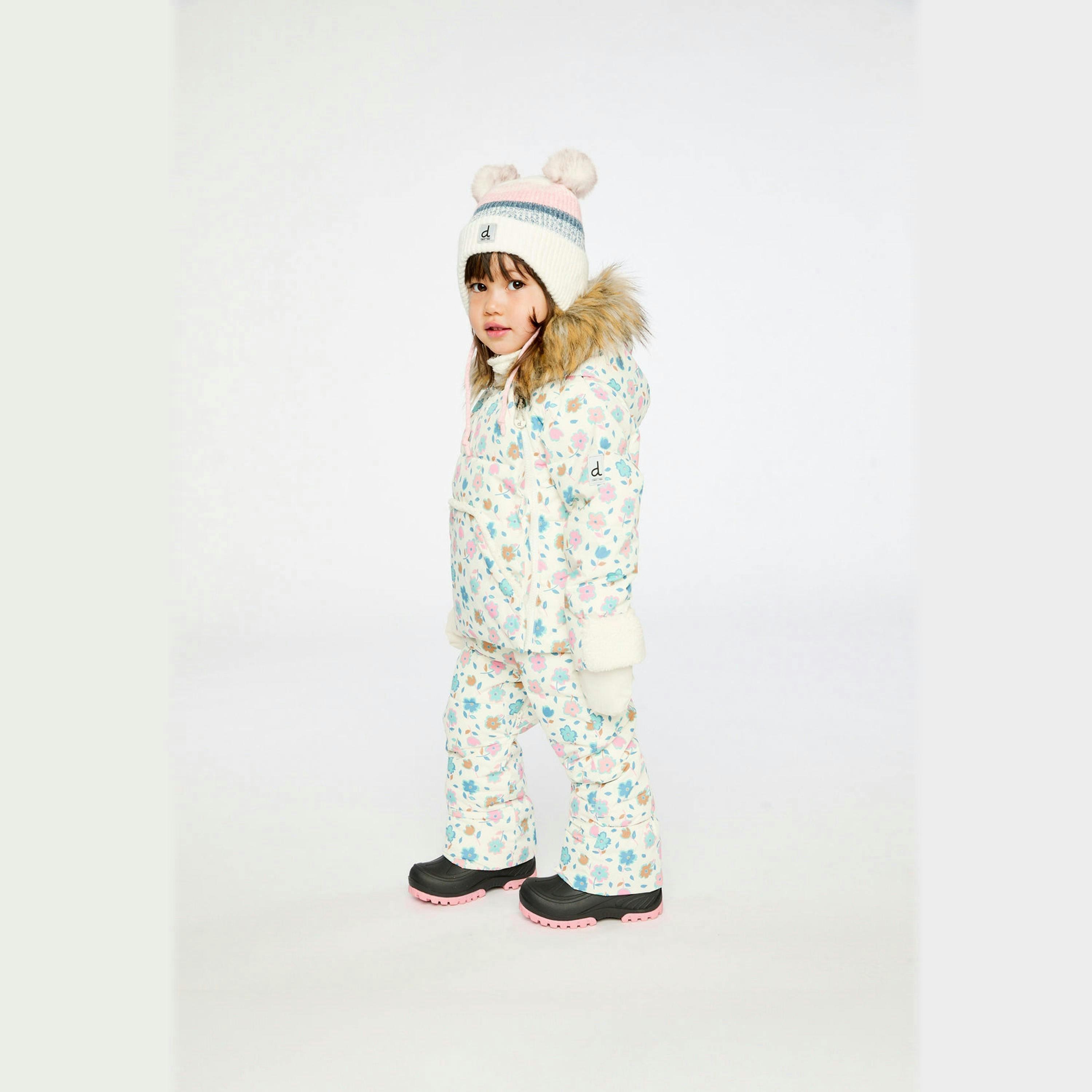Baby Snug One Piece Snowsuit Adapted For Car Seats White With Floral Print , view 3 of 6