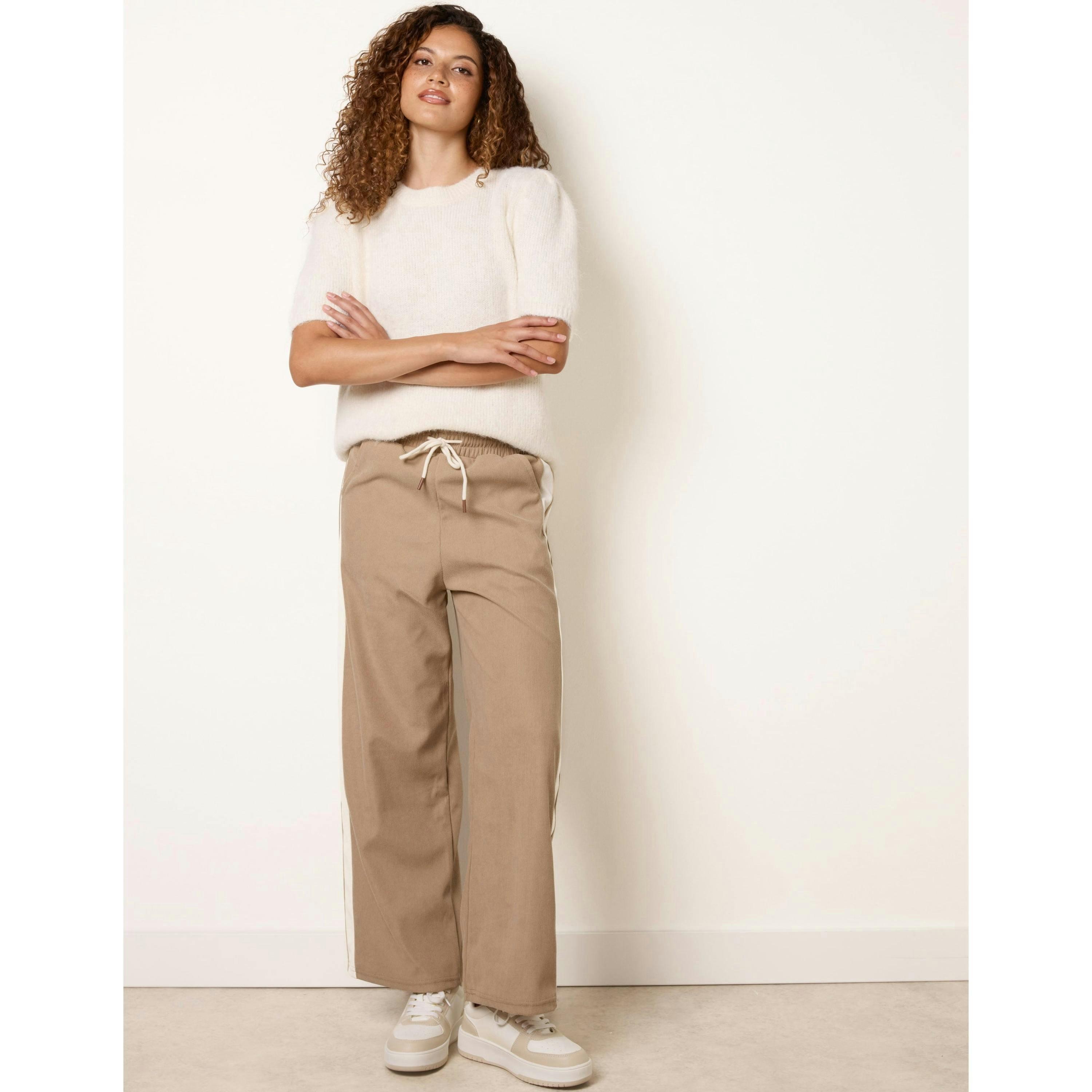 Blue Vanilla Corduroy Side Stripes Trousers  in Stone , view 1 of 5