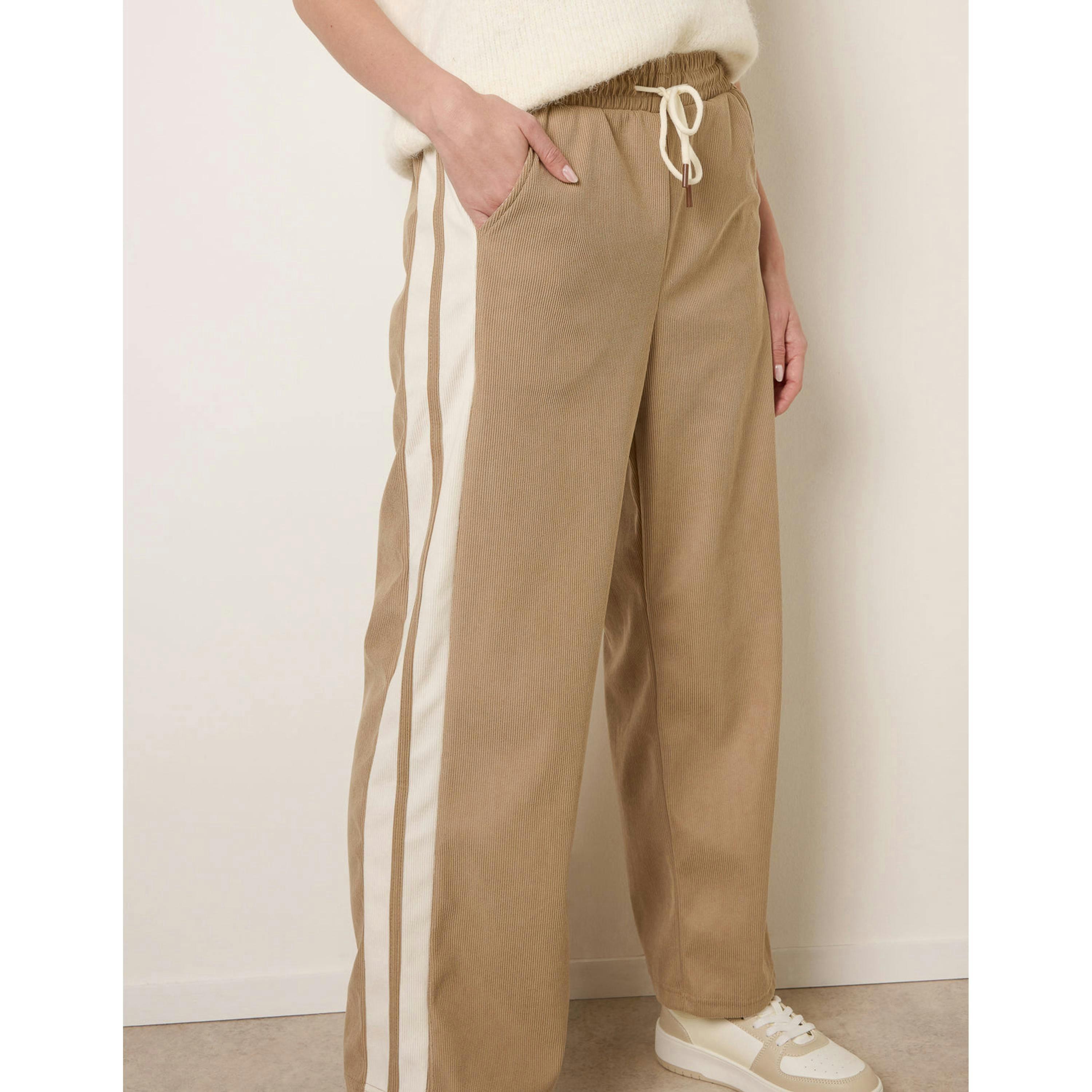 Blue Vanilla Corduroy Side Stripes Trousers  in Stone , view 3 of 5