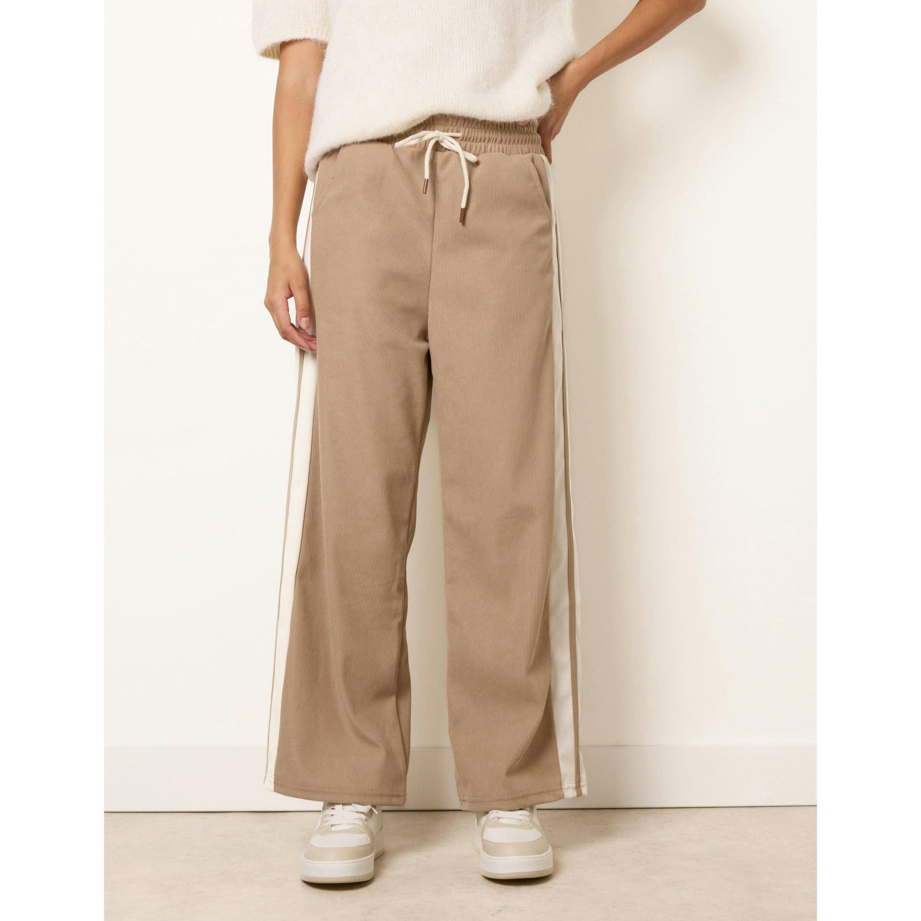 Blue Vanilla Corduroy Side Stripes Trousers  in Stone , view 4 of 5