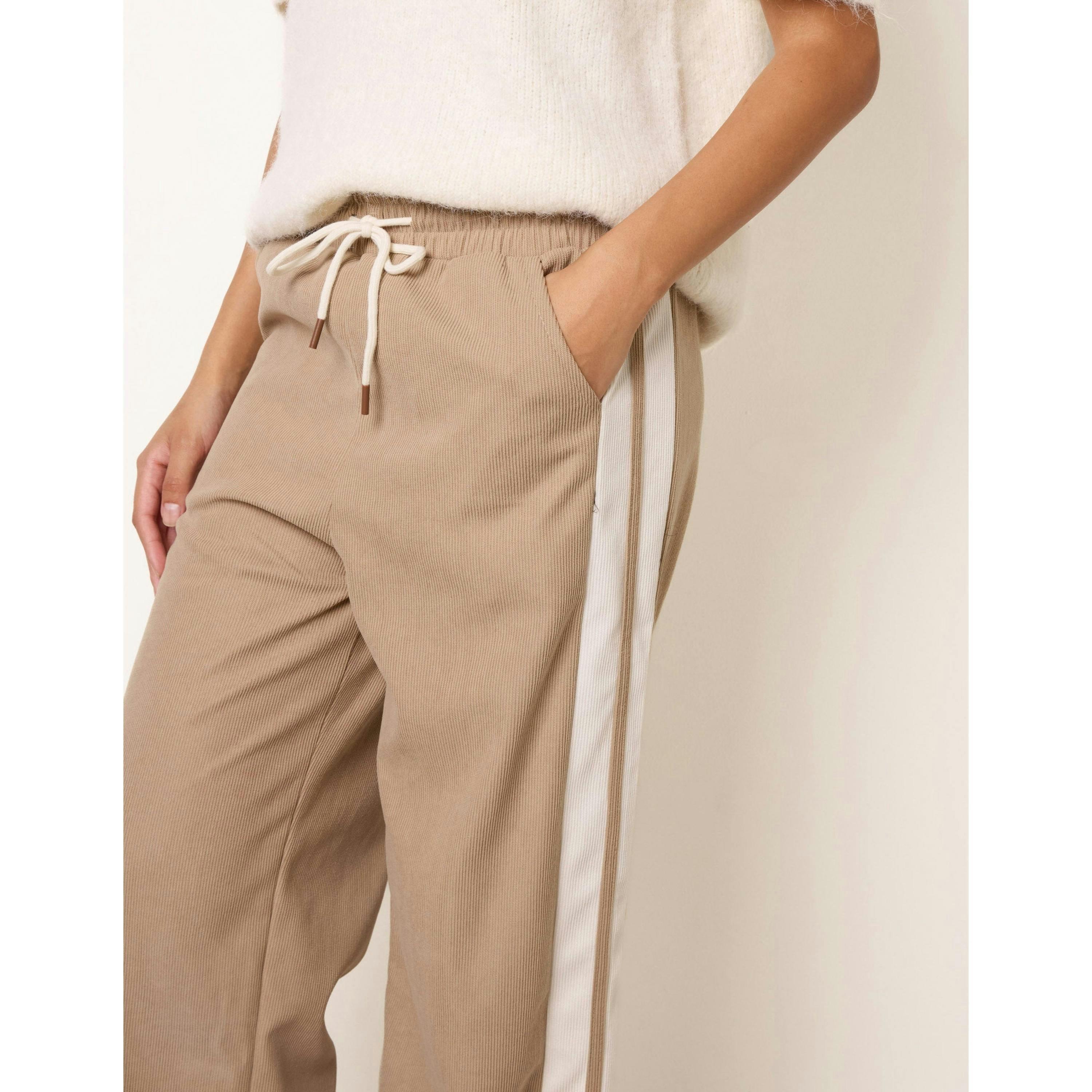 Blue Vanilla Corduroy Side Stripes Trousers  in Stone , view 5 of 5