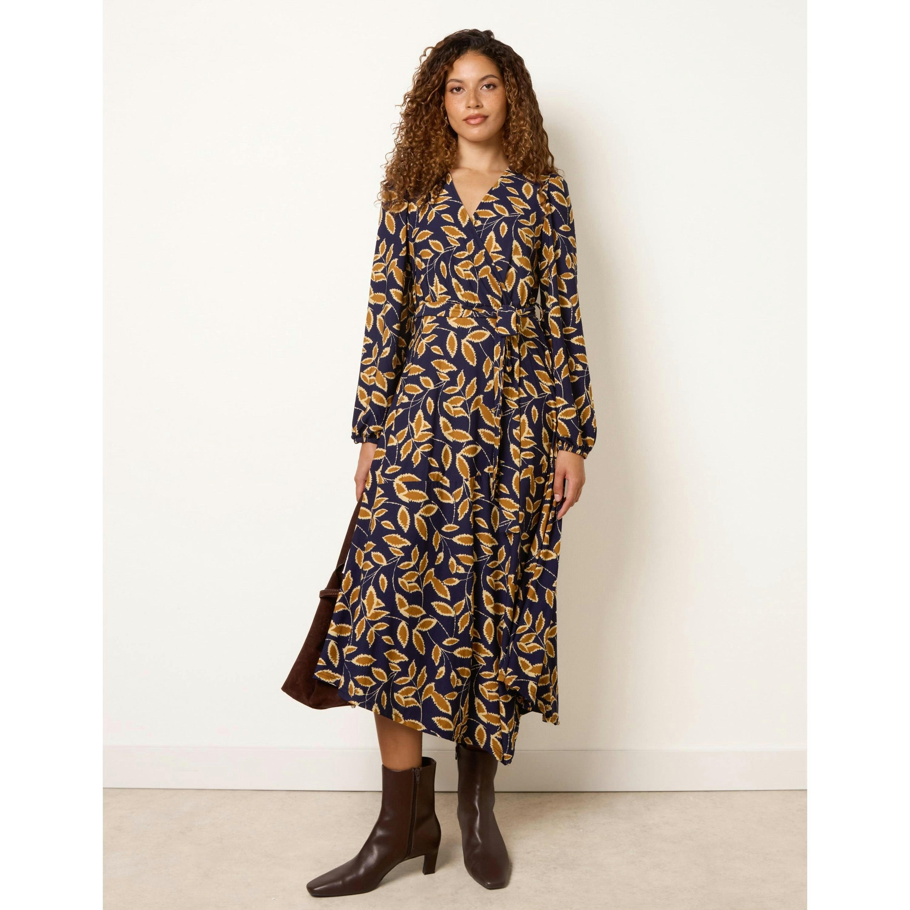 Blue Vanilla Asymmetric Wrap Midi Dress  in Navy , view 1 of 4
