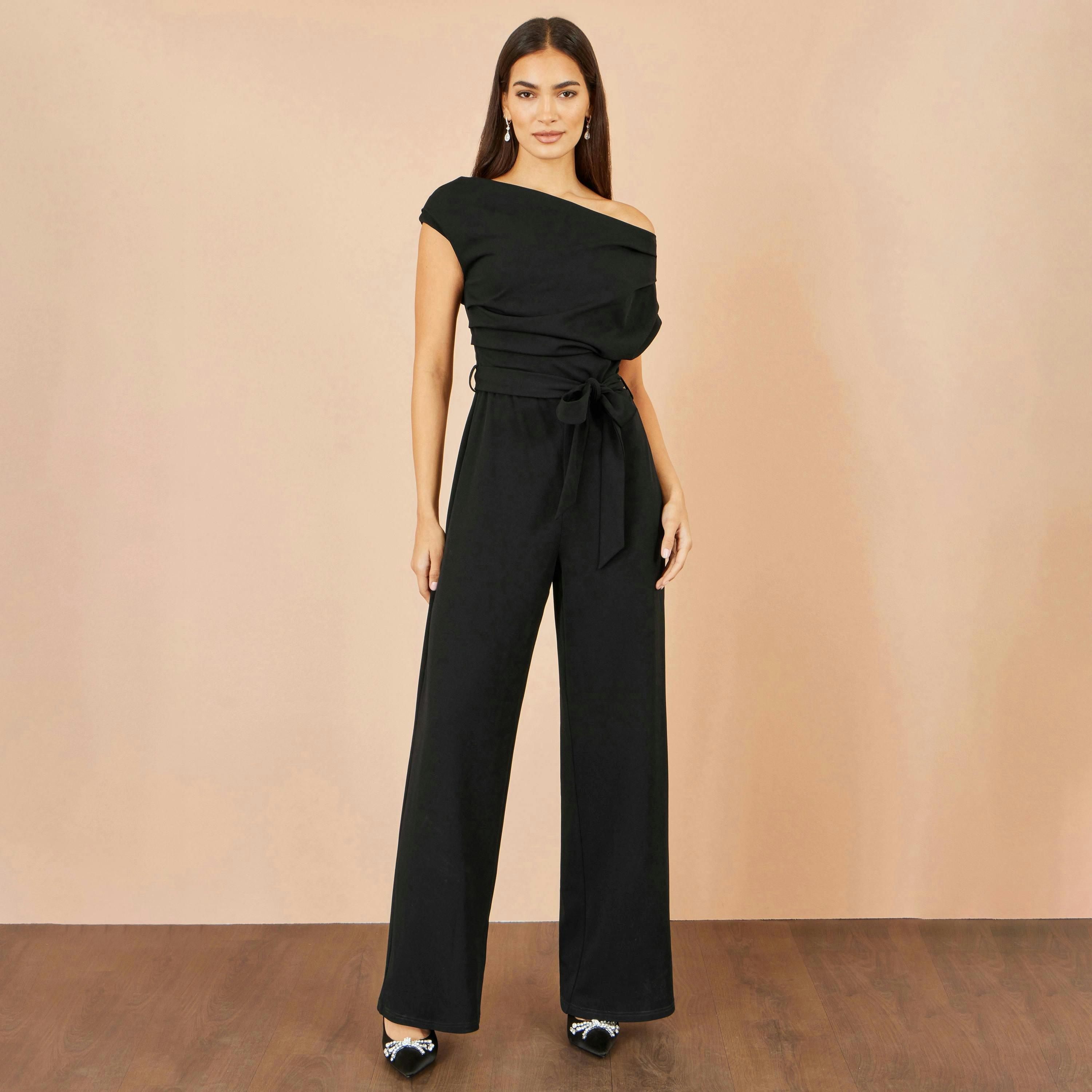 Yumi Black Ruched Stretch Jumpsuit , view 2 of 4