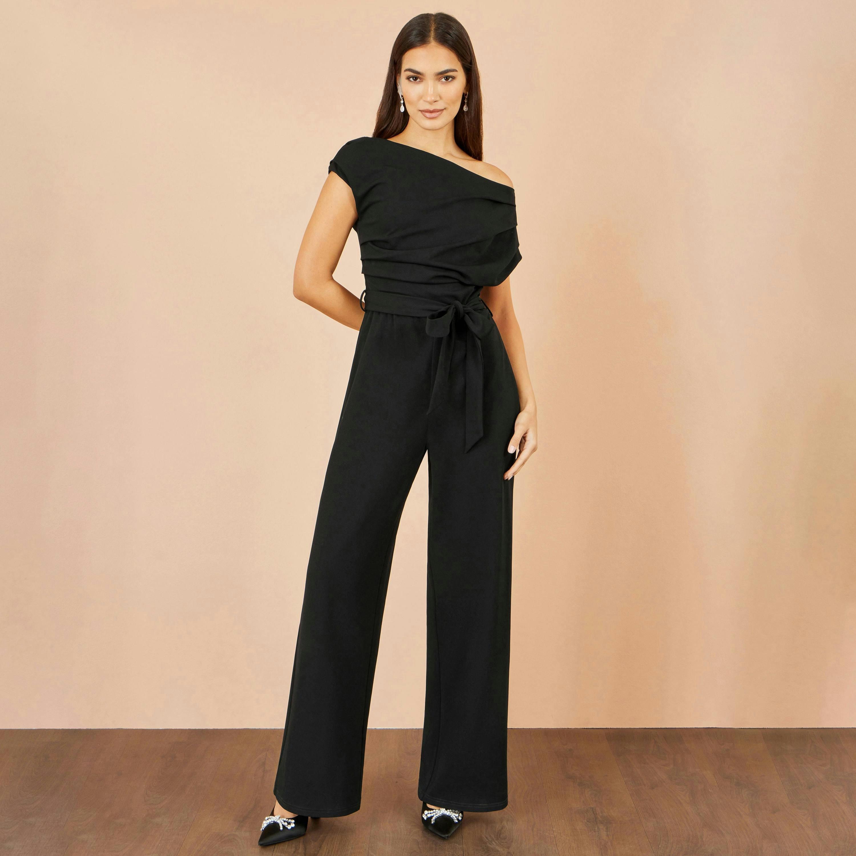 Yumi Black Ruched Stretch Jumpsuit , view 3 of 4