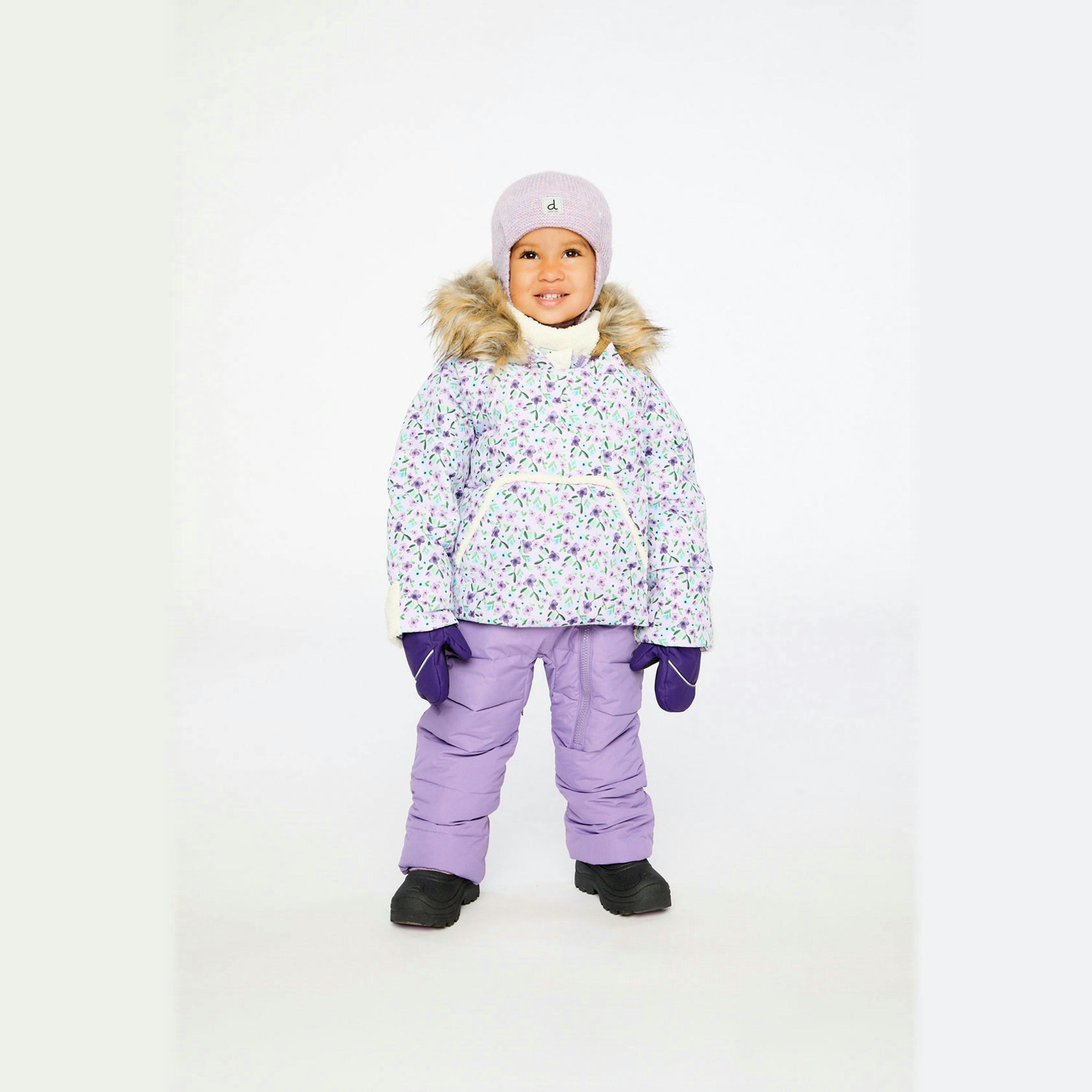 Baby Snug One Piece Snowsuit Adapted For Car Seats Purple Printed Mini Flowers , view 2 of 6