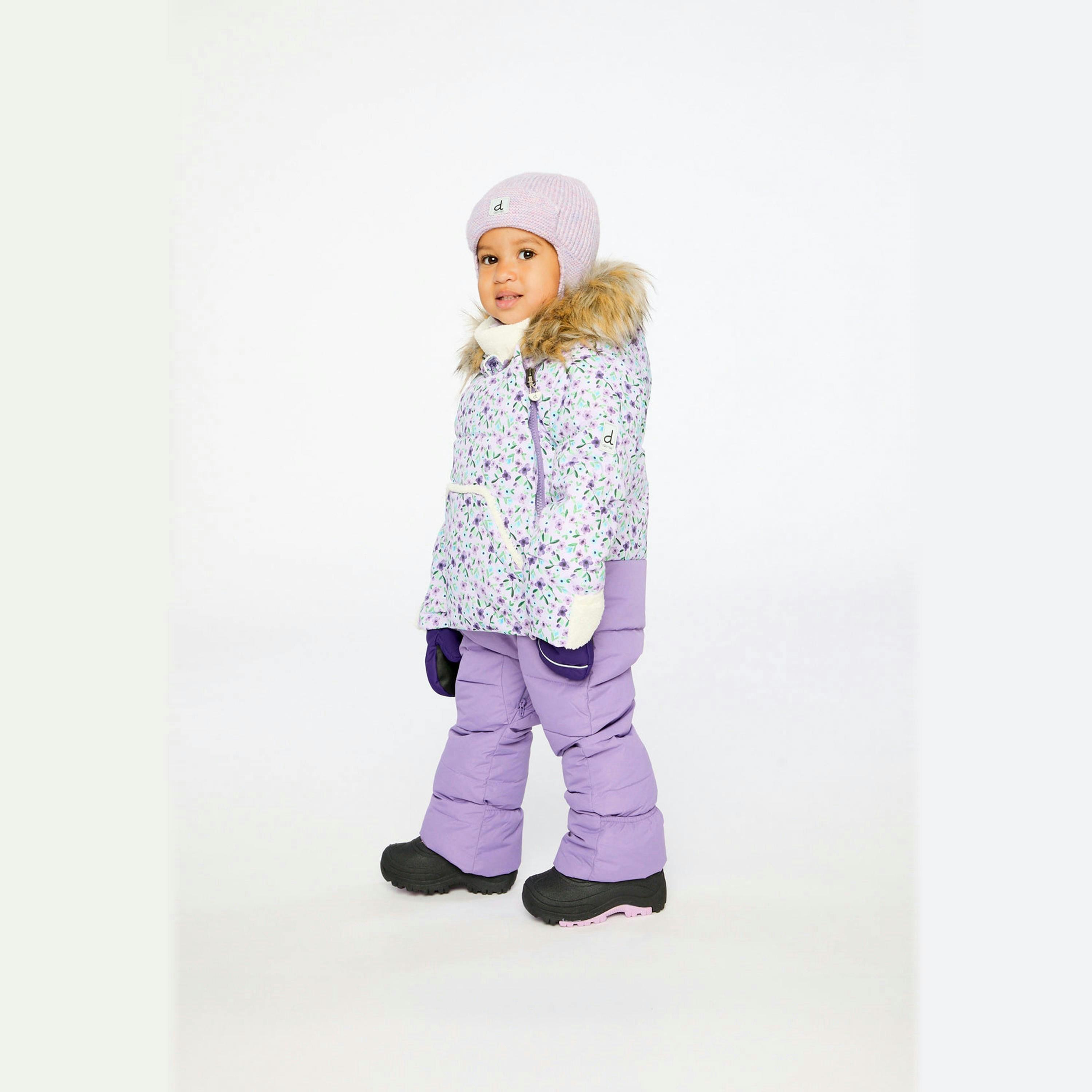 Baby Snug One Piece Snowsuit Adapted For Car Seats Purple Printed Mini Flowers , view 3 of 6