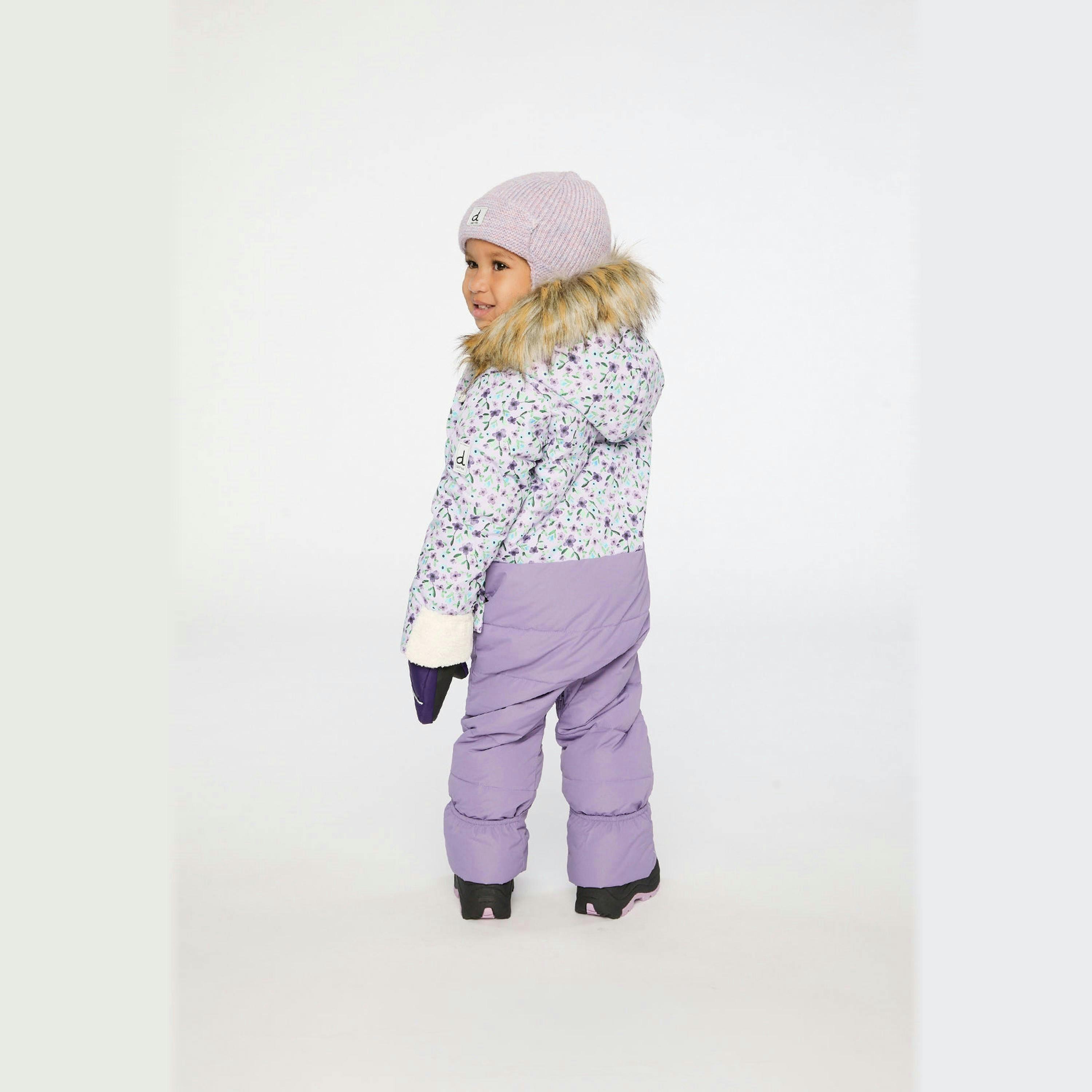 Baby Snug One Piece Snowsuit Adapted For Car Seats Purple Printed Mini Flowers , view 4 of 6