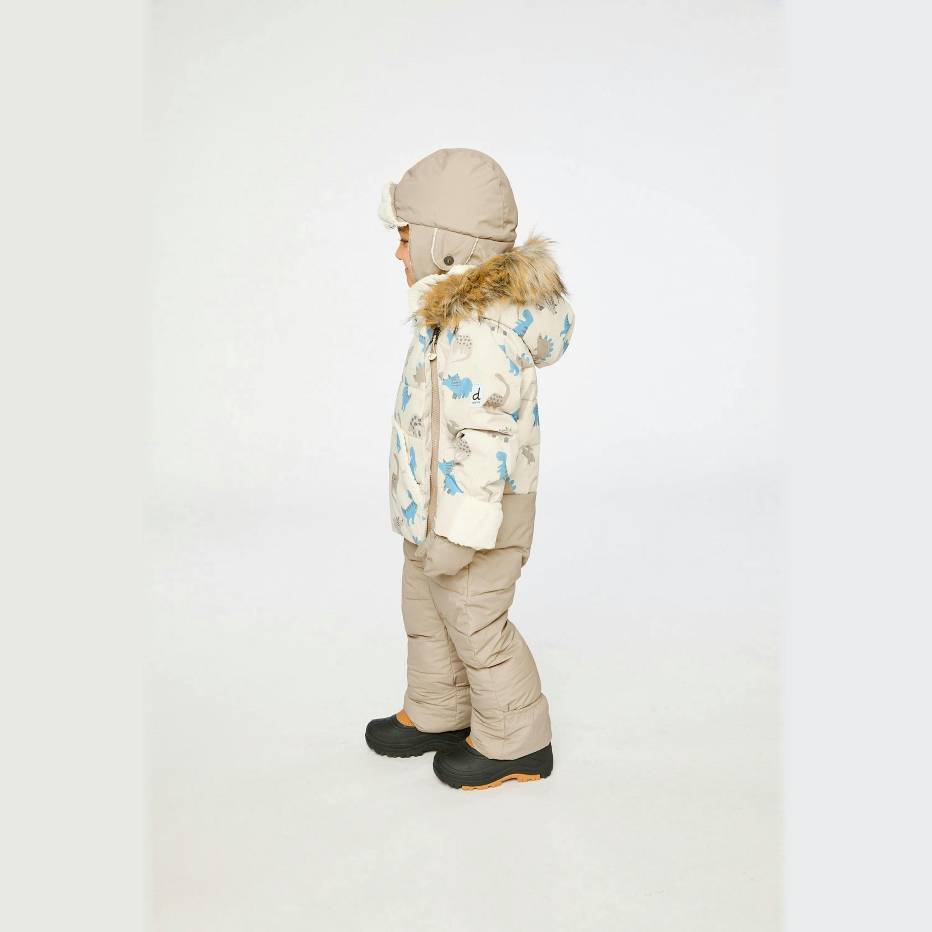 Baby Snug One Piece Snowsuit Adapted For Car Seats Blue Dinosaur Print , view 3 of 6