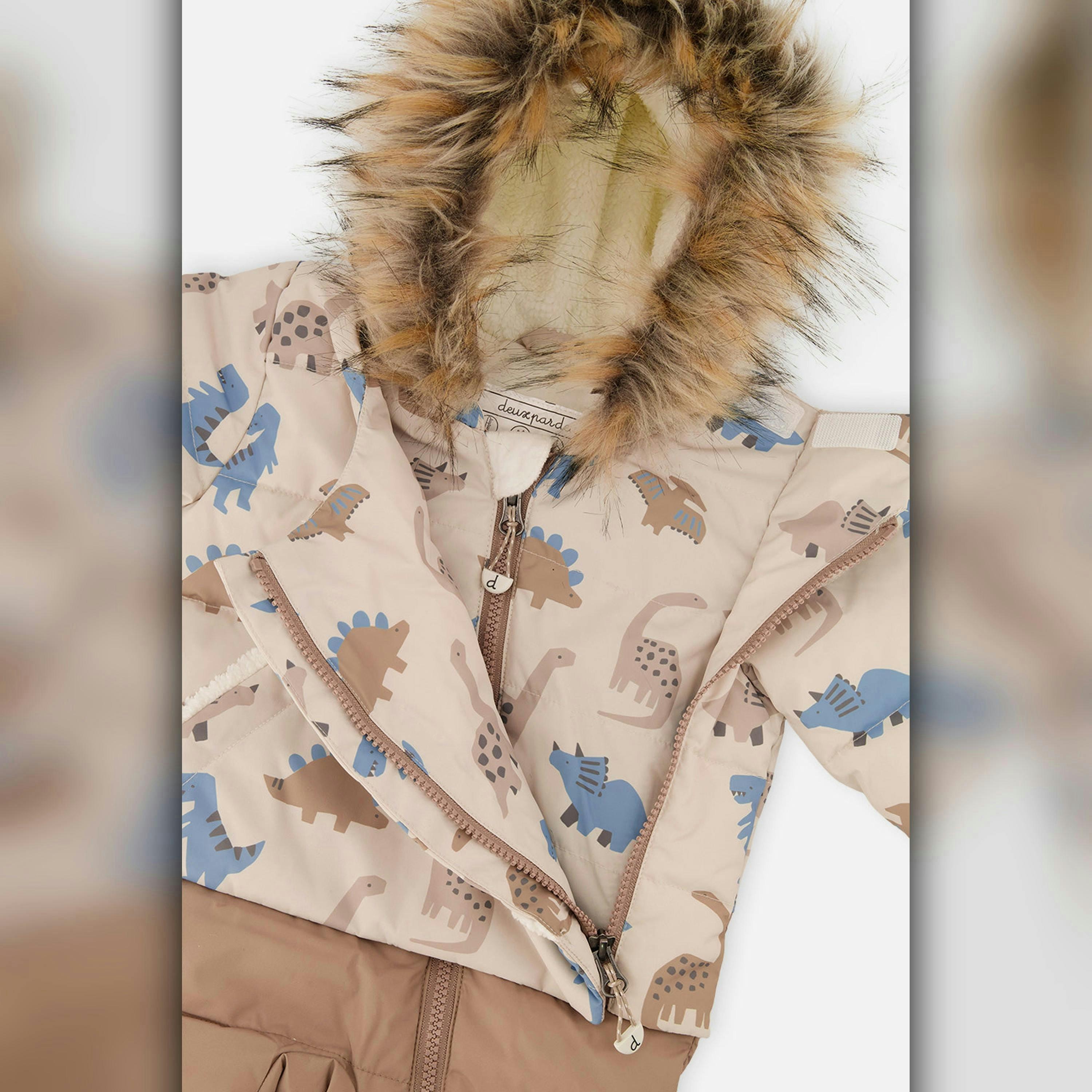 Baby Snug One Piece Snowsuit Adapted For Car Seats Blue Dinosaur Print , view 6 of 6