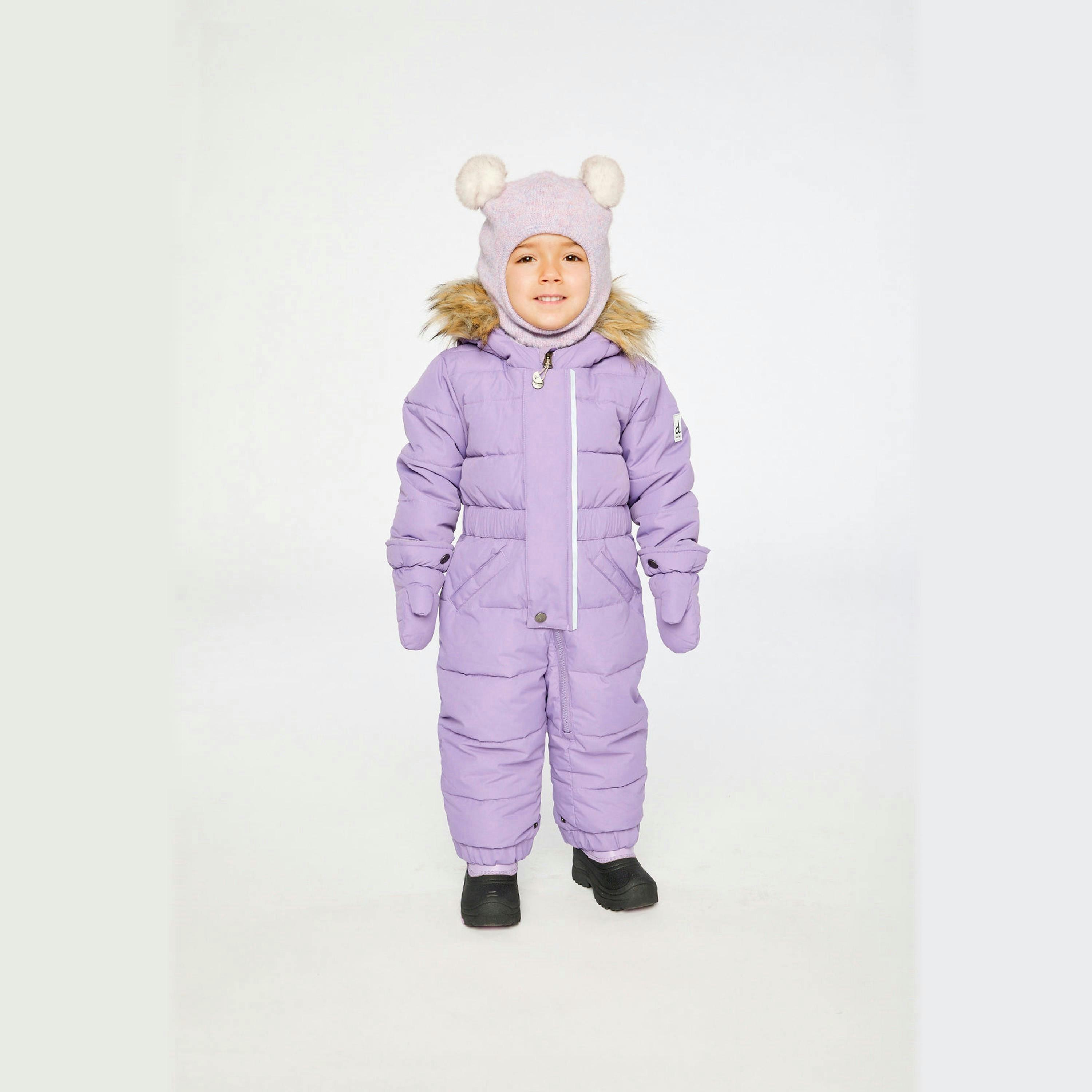 Baby Original One Piece Puffy Snowsuit With Removable Mittens And Boots Violet , view 2 of 6