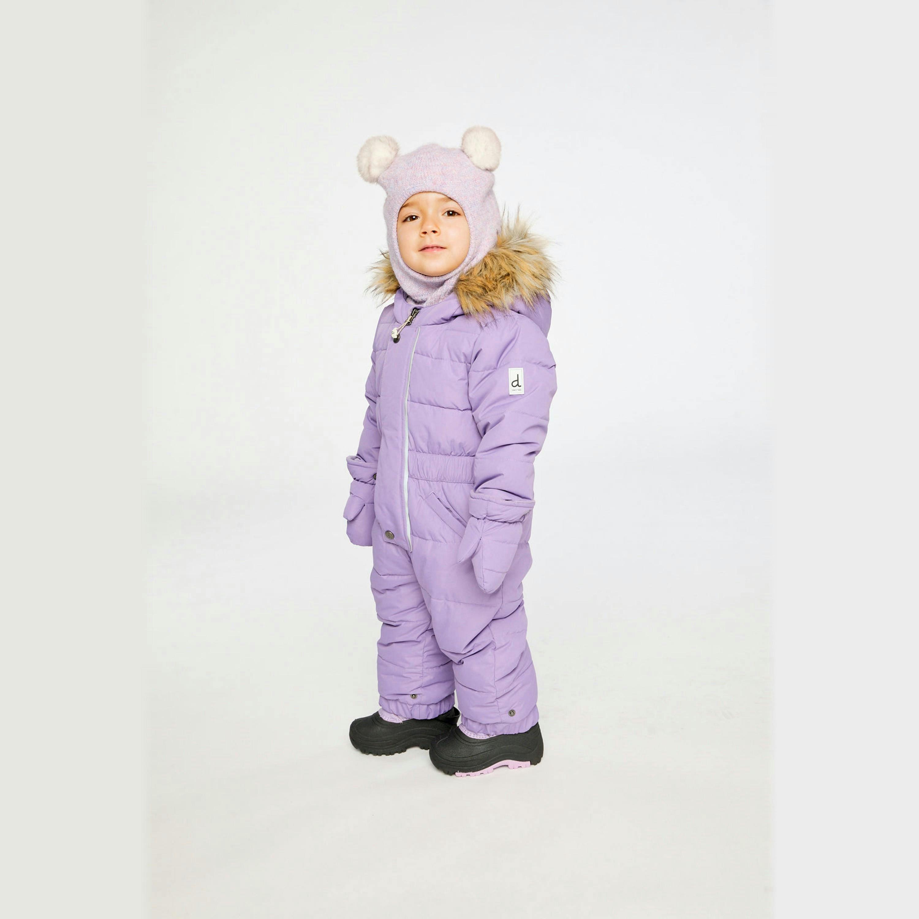Baby Original One Piece Puffy Snowsuit With Removable Mittens And Boots Violet , view 3 of 6