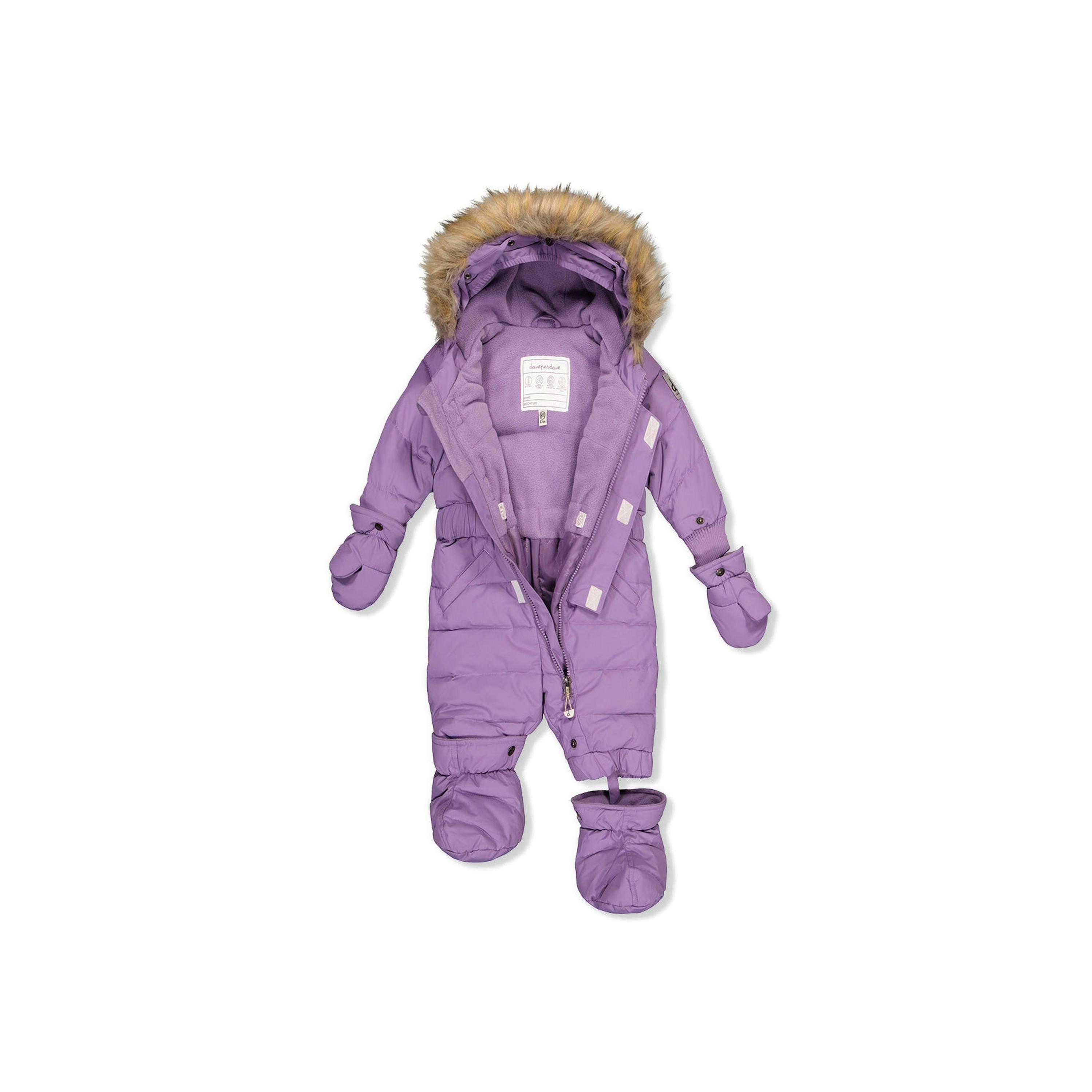 Baby Original One Piece Puffy Snowsuit With Removable Mittens And Boots Violet , view 5 of 6