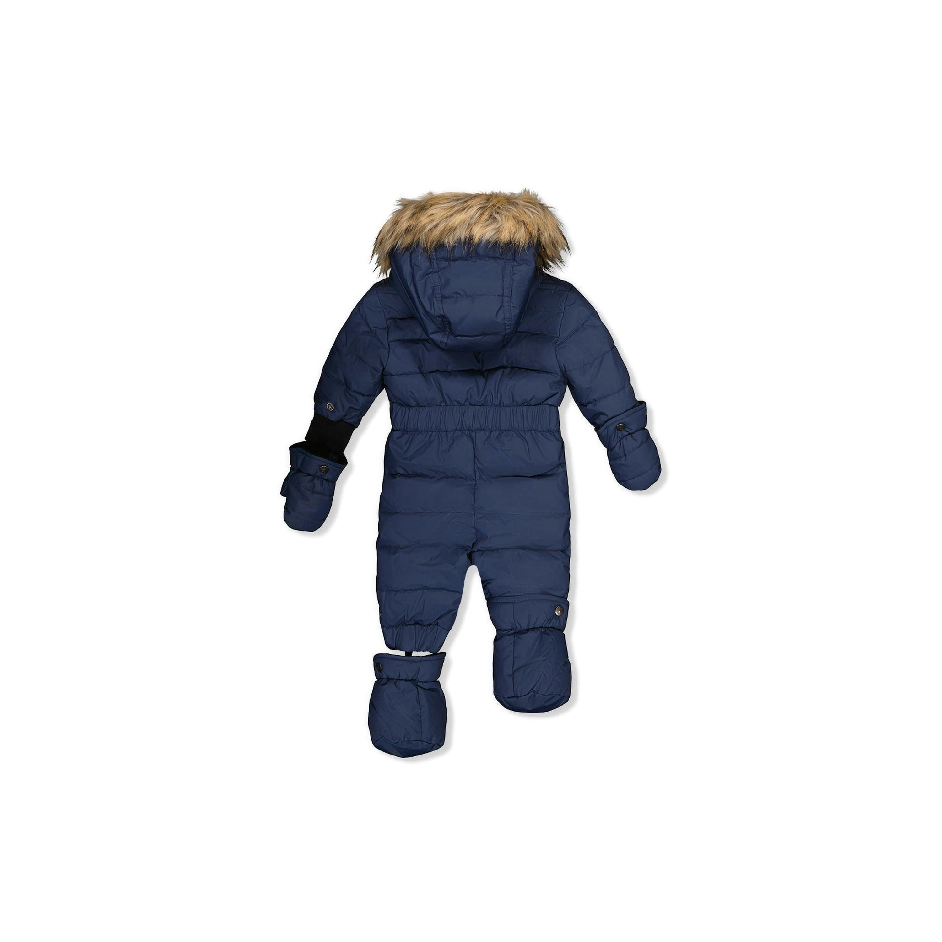 Baby Original One Piece Puffy Snowsuit With Removable Mittens And Boots Dark Blue , view 4 of 6