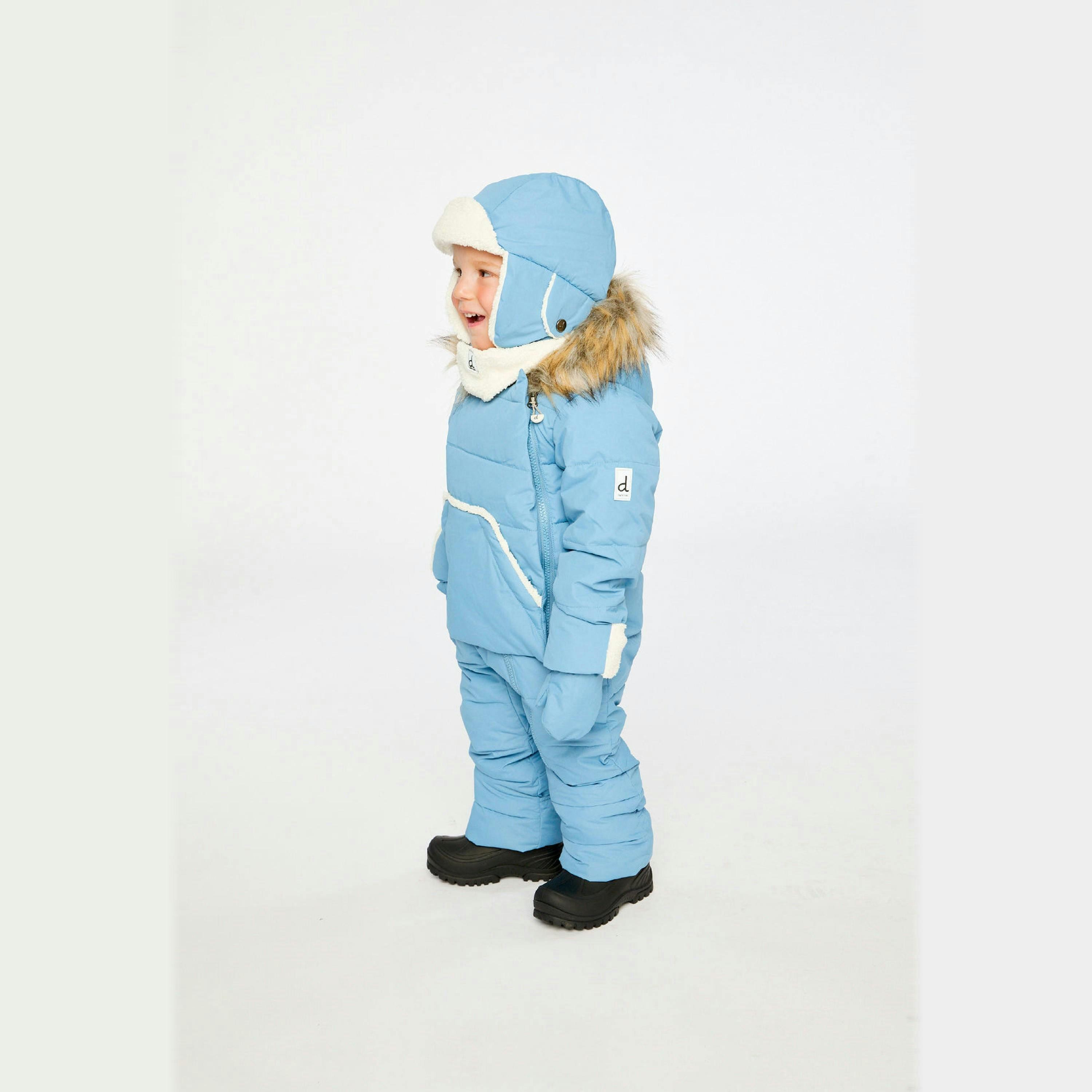 Baby Snug One Piece Snowsuit Adapted For Car Seats Blue Grey , view 3 of 6