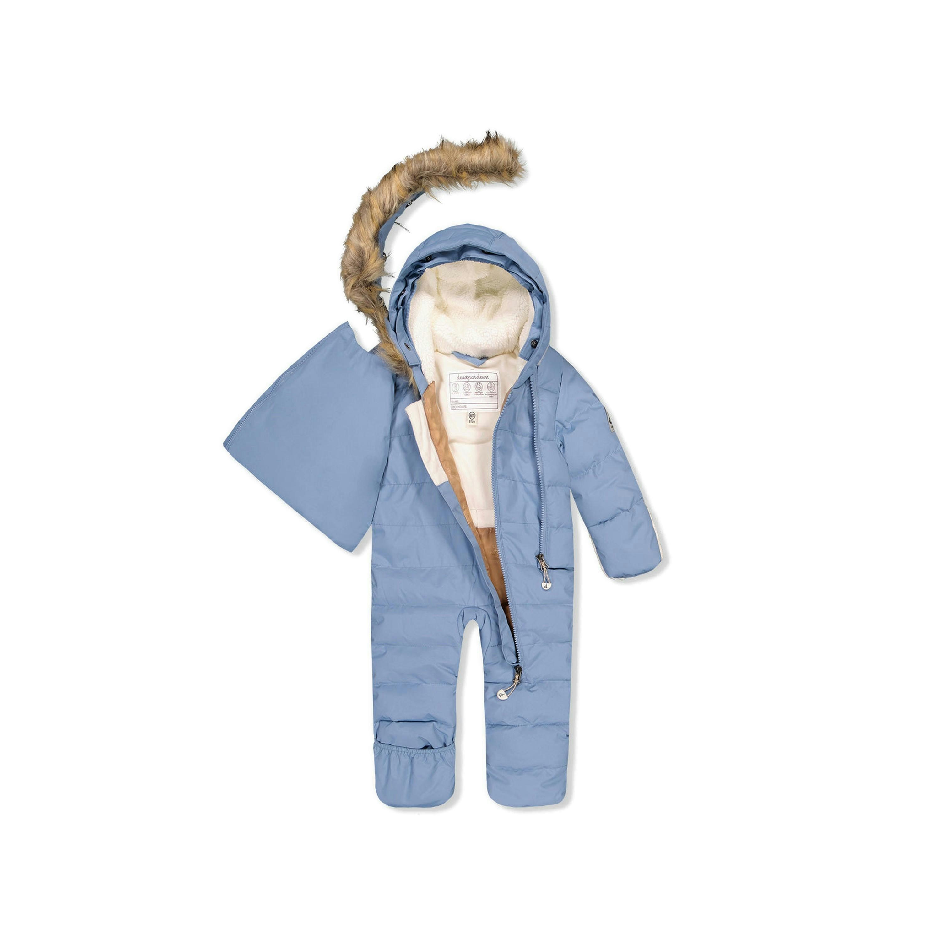 Baby Snug One Piece Snowsuit Adapted For Car Seats Blue Grey , view 4 of 6