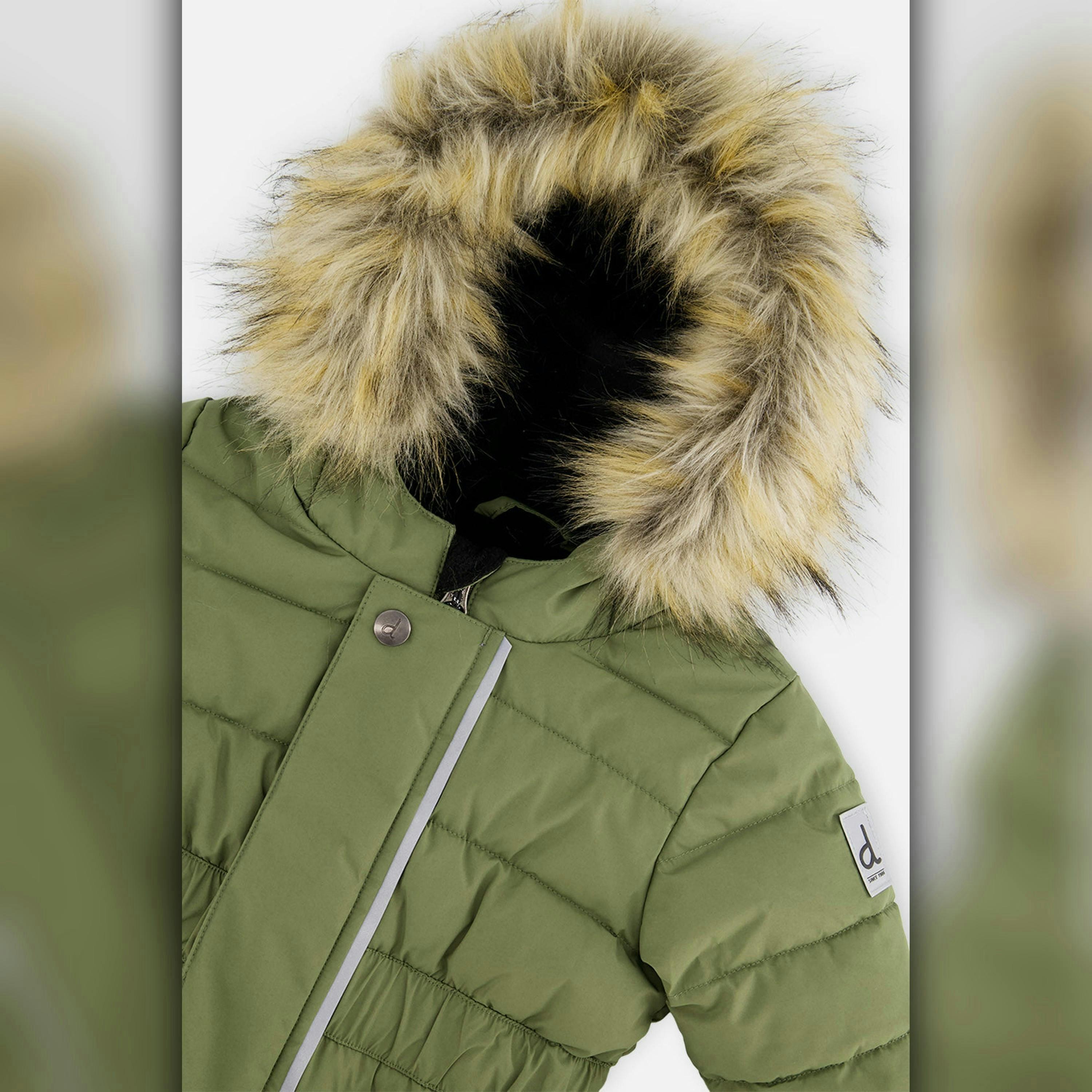 Baby Original One Piece Puffy Snowsuit With Removable Mittens And Boots Olive Green , view 6 of 6