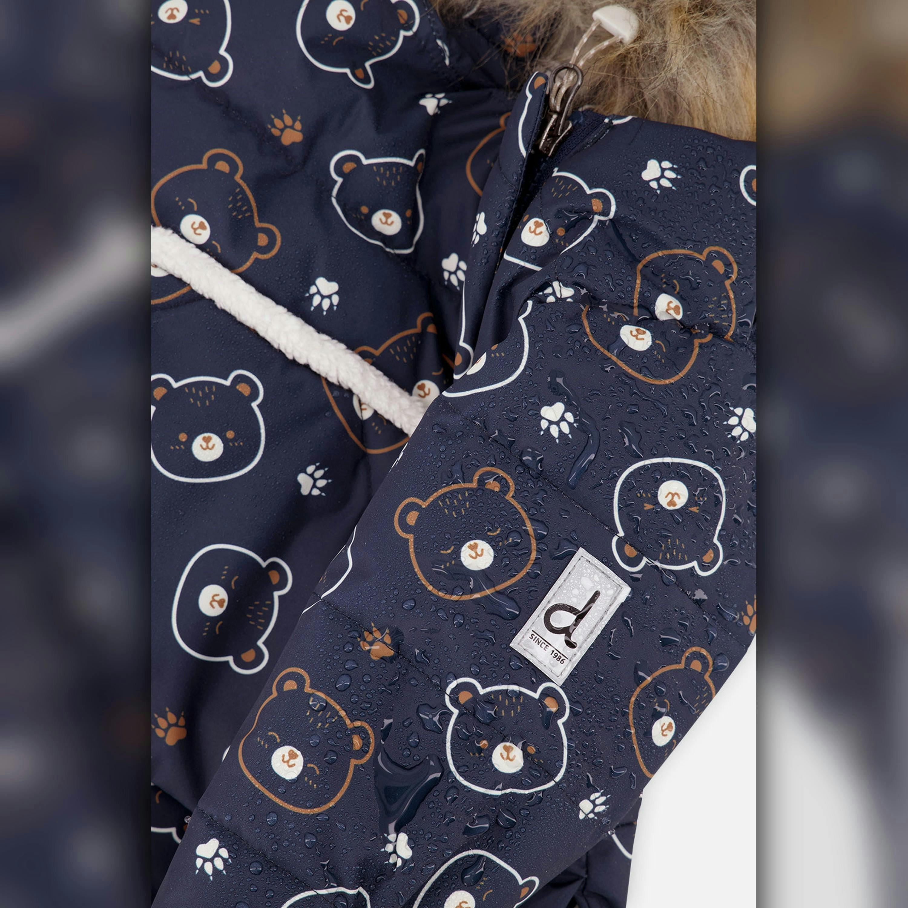 Baby Snug One Piece Snowsuit Adapted For Car Seats Blue Printed Teddy Bears , view 6 of 6