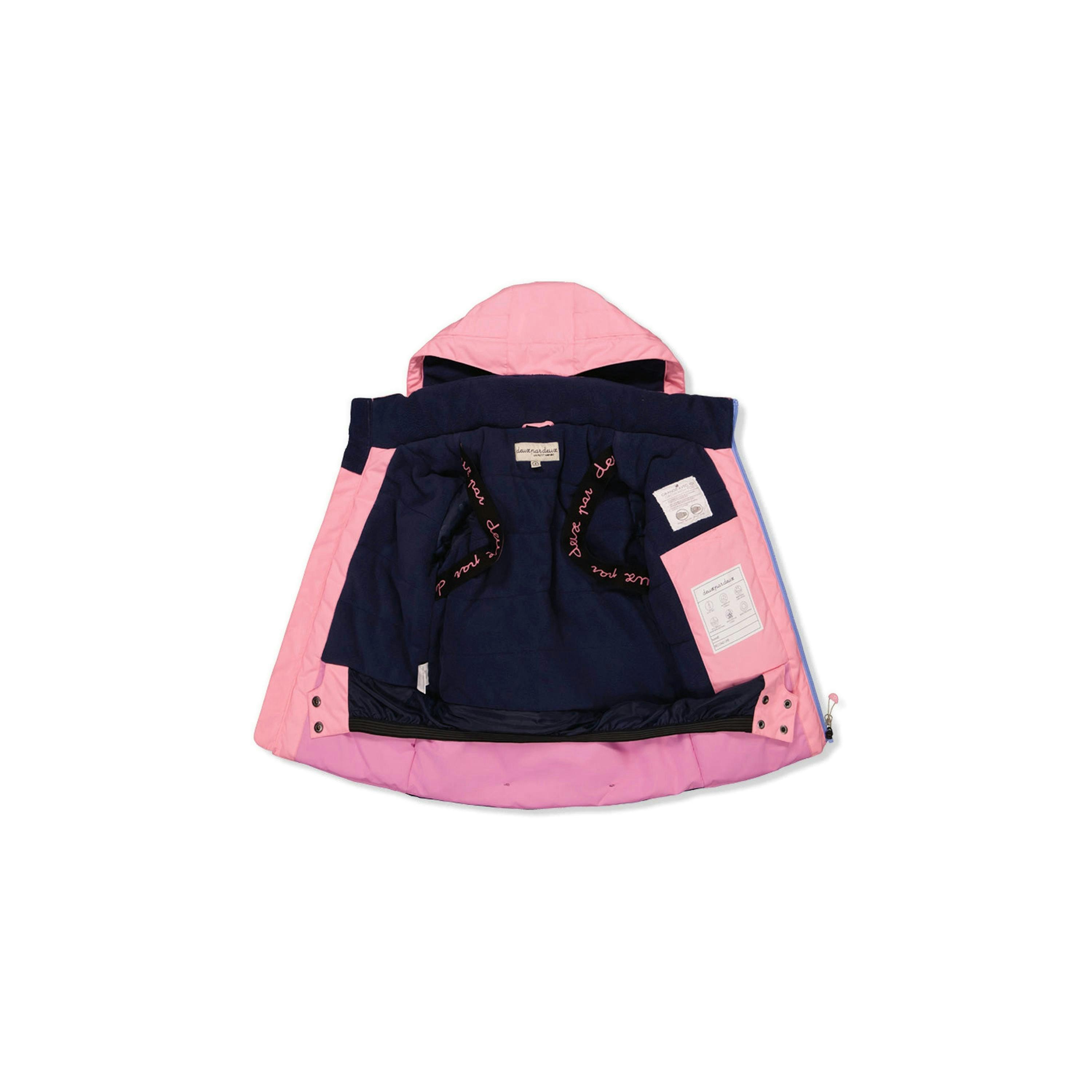 Two Piece Play Snowsuit Pink And Purple Colorblock With Watercolor Floral Print Pants , view 6 of 6