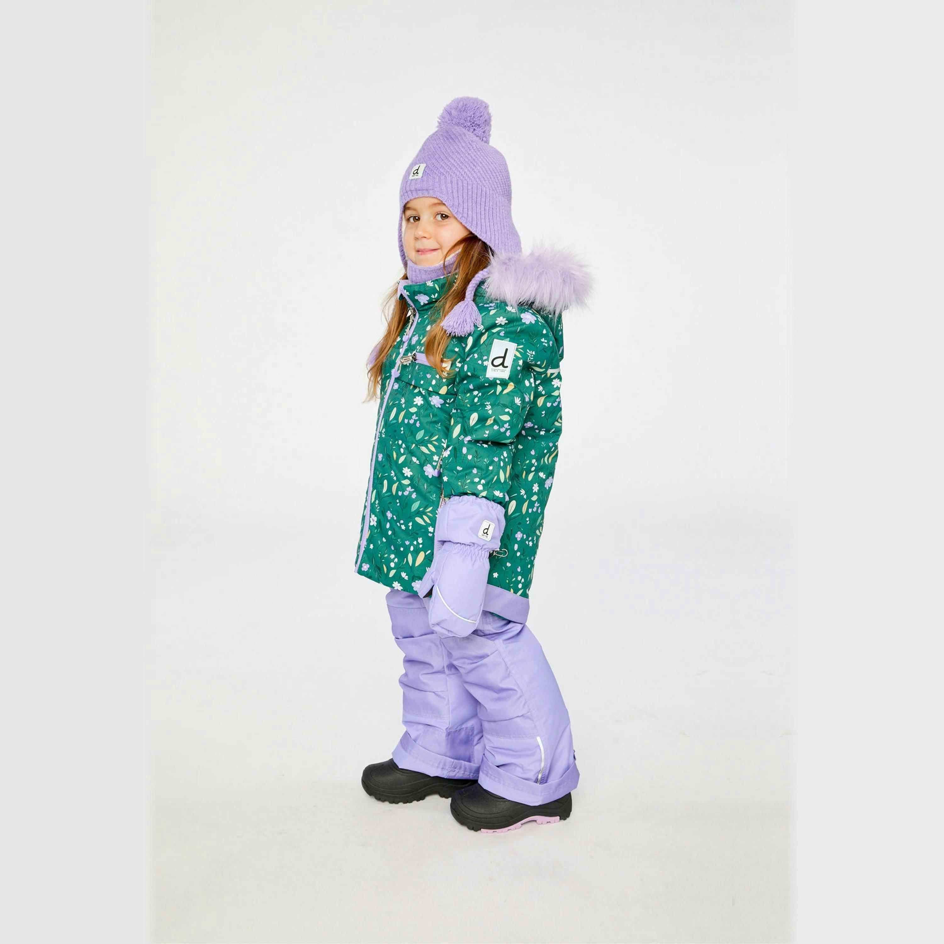 Two Piece Play Snowsuit Green Mini Flower Print , view 3 of 6