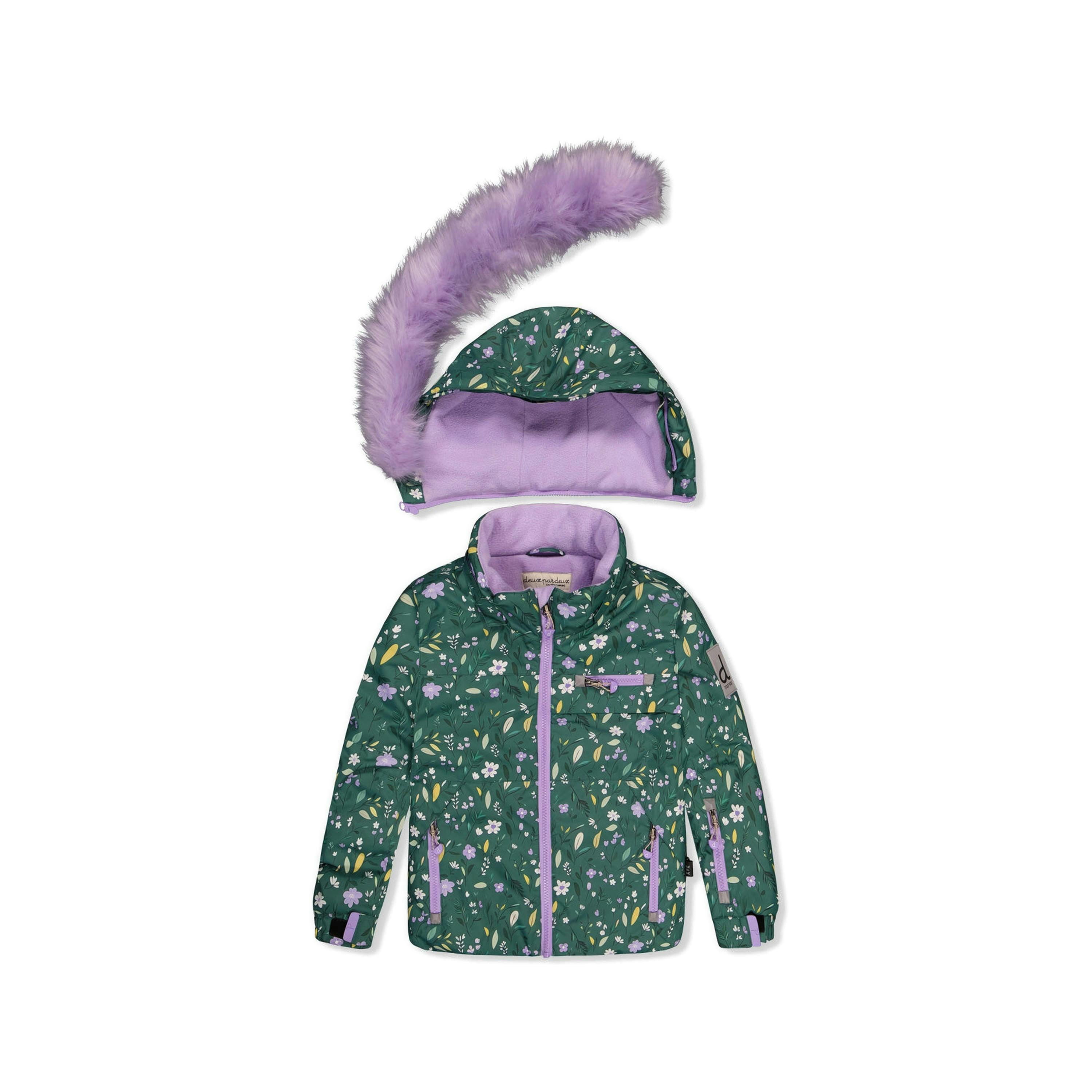 Two Piece Play Snowsuit Green Mini Flower Print , view 4 of 6