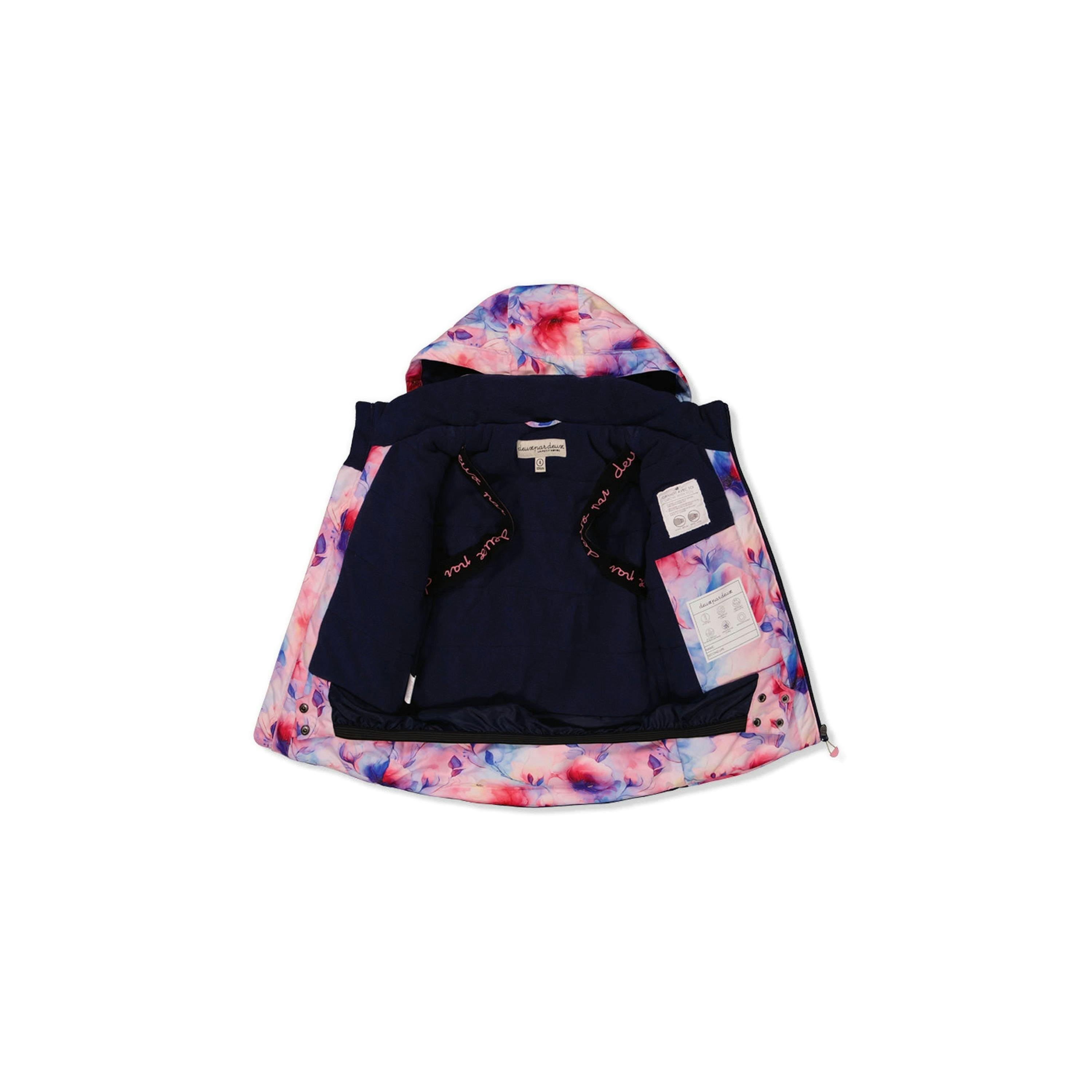 Two Piece Play Snowsuit Mauve Watercolor Floral Print With Navy Pants , view 6 of 6