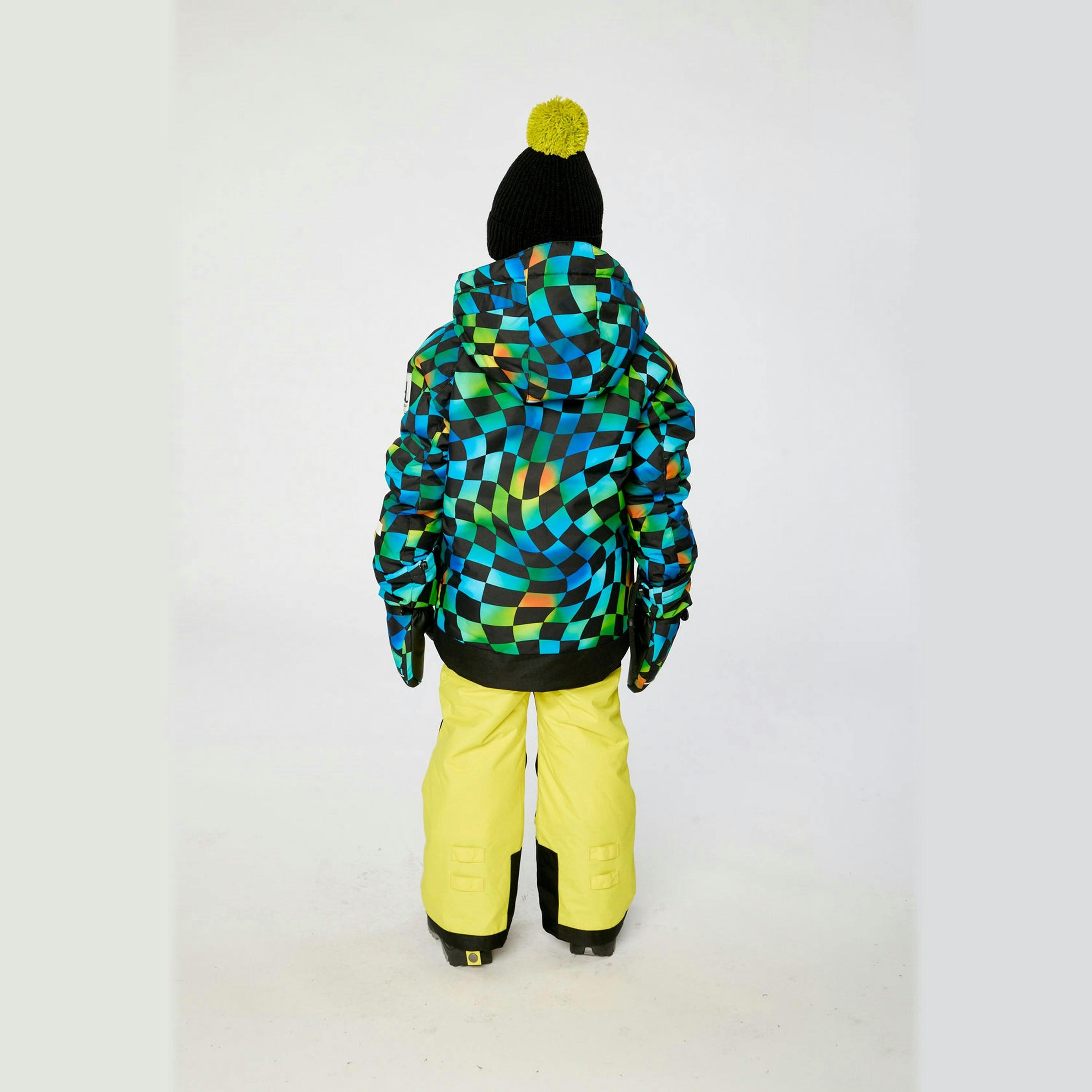 Two Piece Play Snowsuit Green Yellow And Blue Checkerboard With Yellow Pants , view 4 of 6