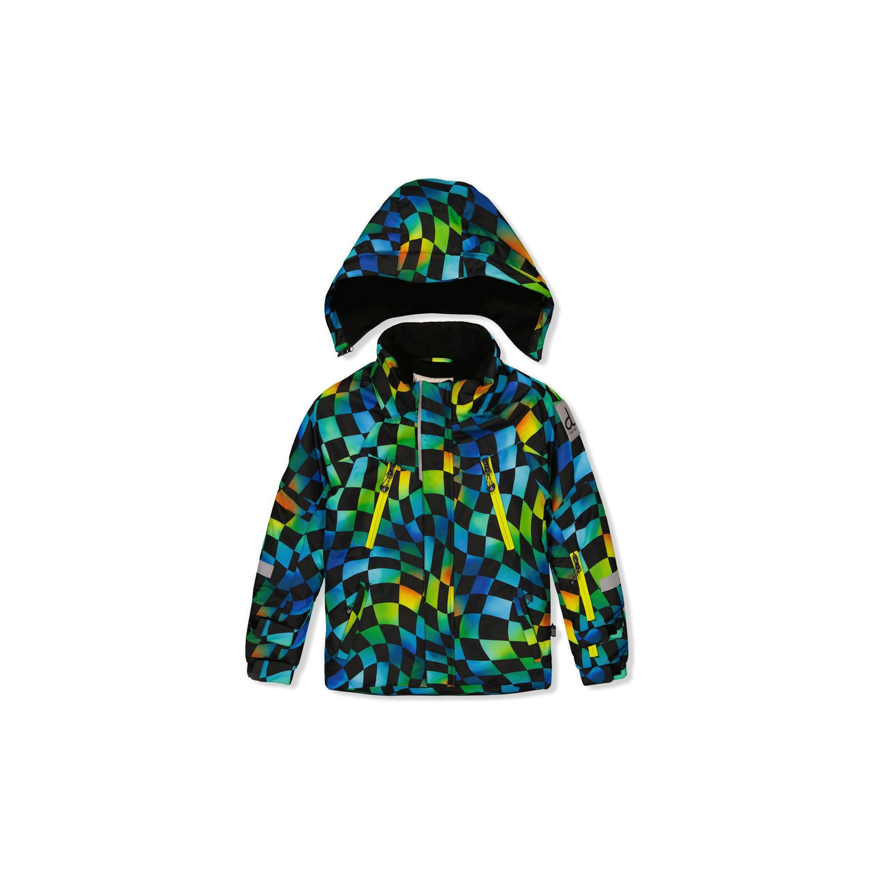 Two Piece Play Snowsuit Green Yellow And Blue Checkerboard With Yellow Pants , view 5 of 6