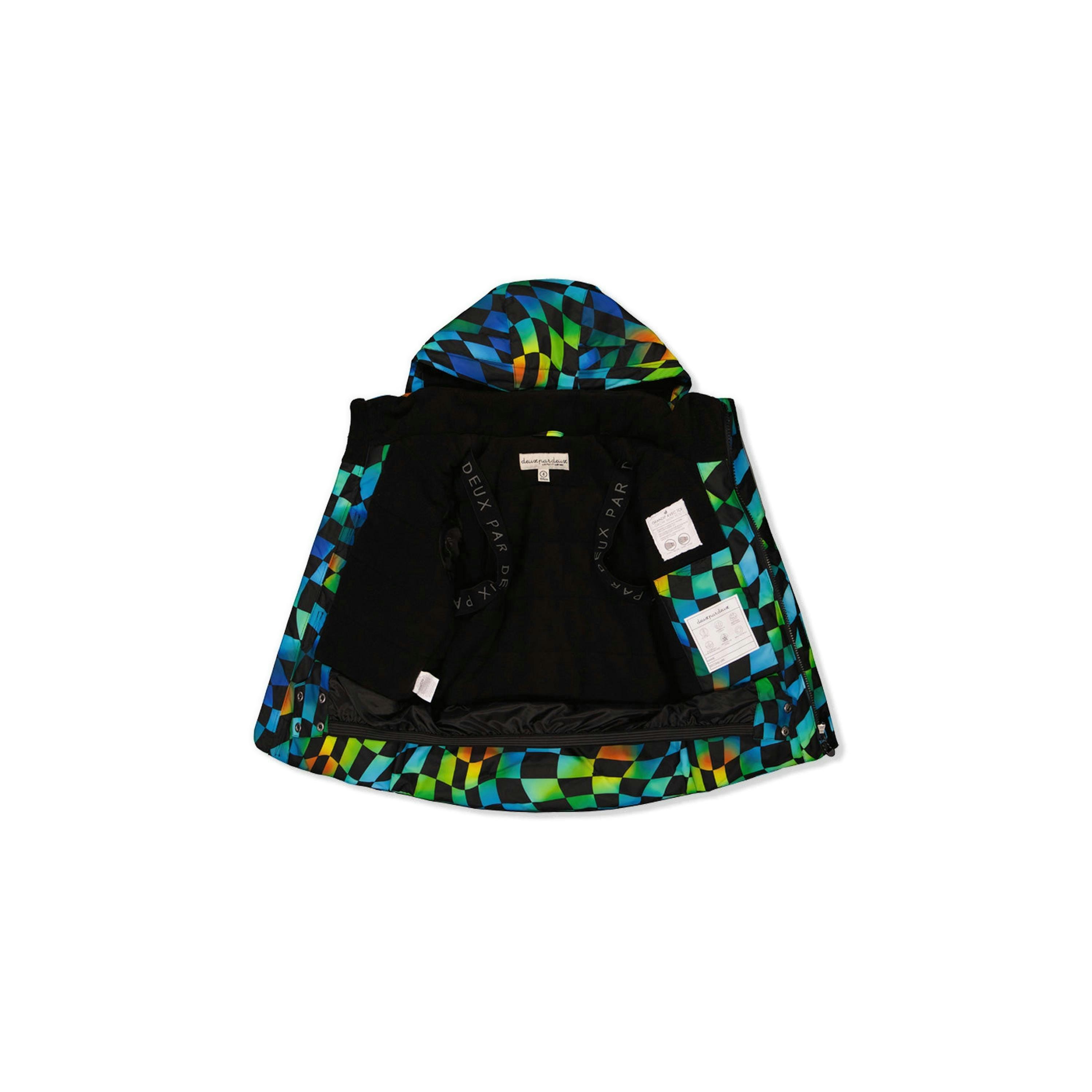 Two Piece Play Snowsuit Green Yellow And Blue Checkerboard With Yellow Pants , view 6 of 6
