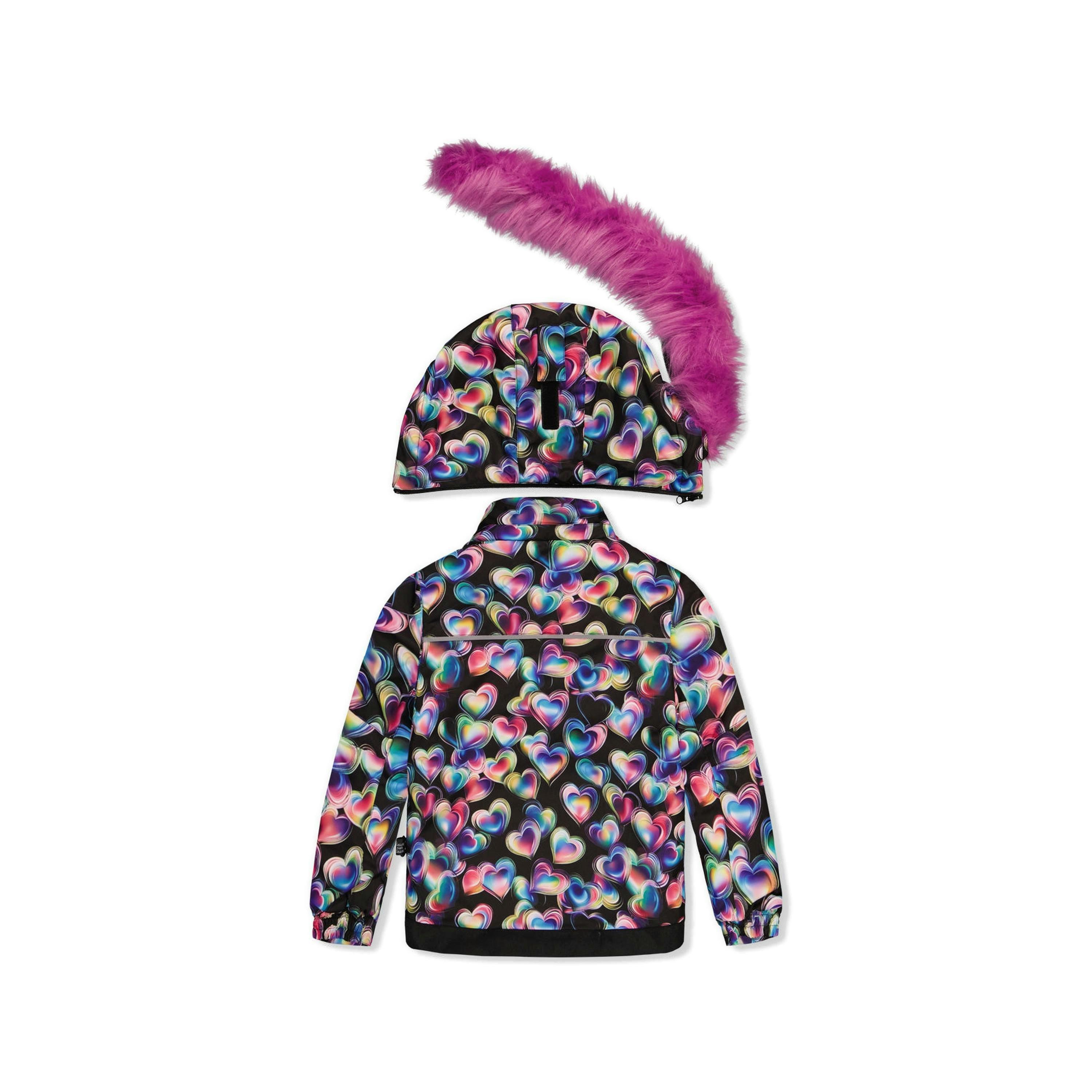 Two Piece Play Snowsuit Black Heart Print With Pink Pants , view 5 of 6