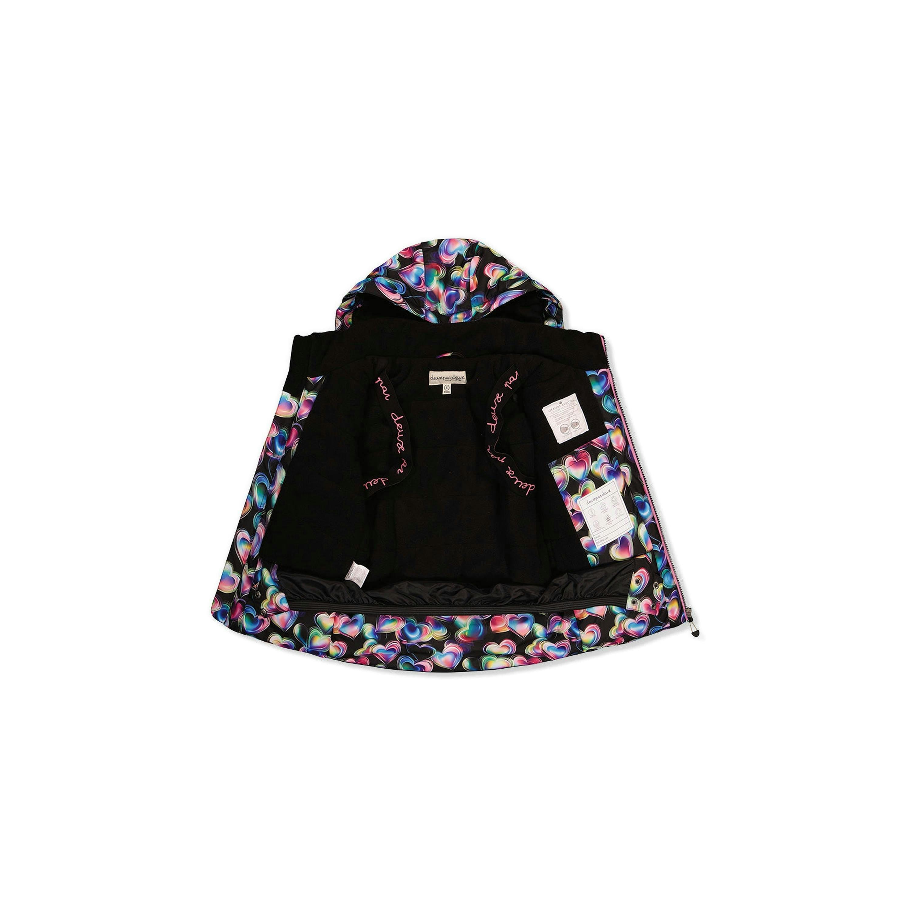 Two Piece Play Snowsuit Black Heart Print With Pink Pants , view 6 of 6